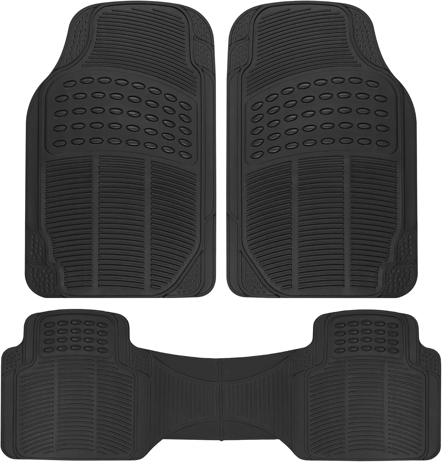 3 Piece All Weather Heavy Duty Rubber Floor Mats For Car Truck SUV Trimmable Fit