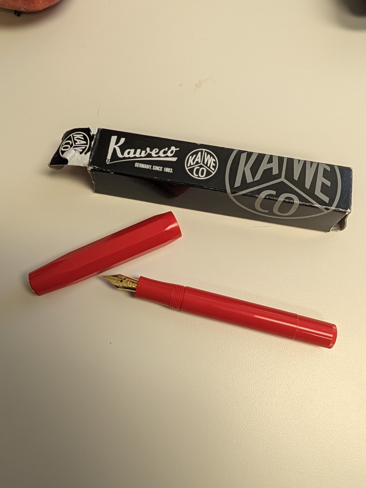 Kaweco Sport Classic Fountain Pen - Red, Fine Nib (F), Gold Trim, Pocket Pen