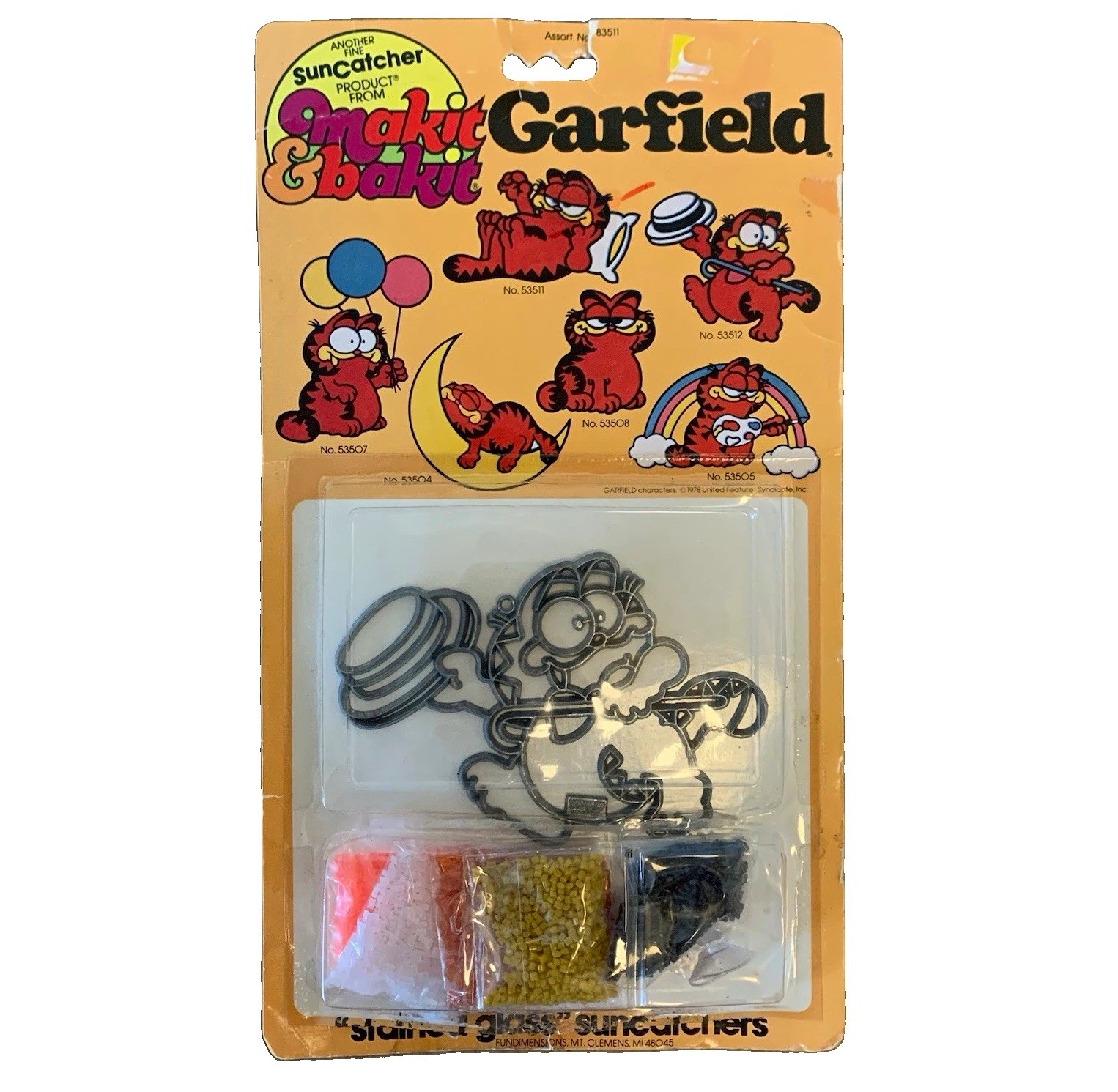 Vintage Garfield Suncatcher kit by Makit & Bakit Retro craft DIY New in package 