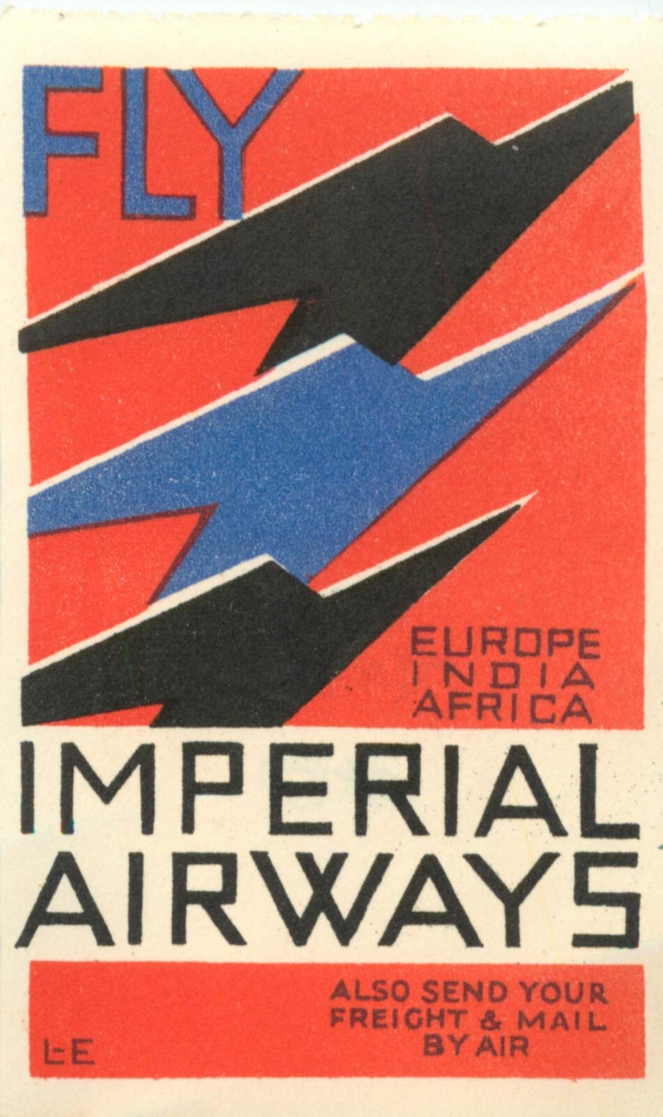 IMPERIAL AIRWAYS ~Great Britain~ Old ART DECO Airline Luggage Label, c. 1940 IMPERIAL AIRWAYS ~Great Britain~ Old ART DECO Airline Luggage Label, c. 1940