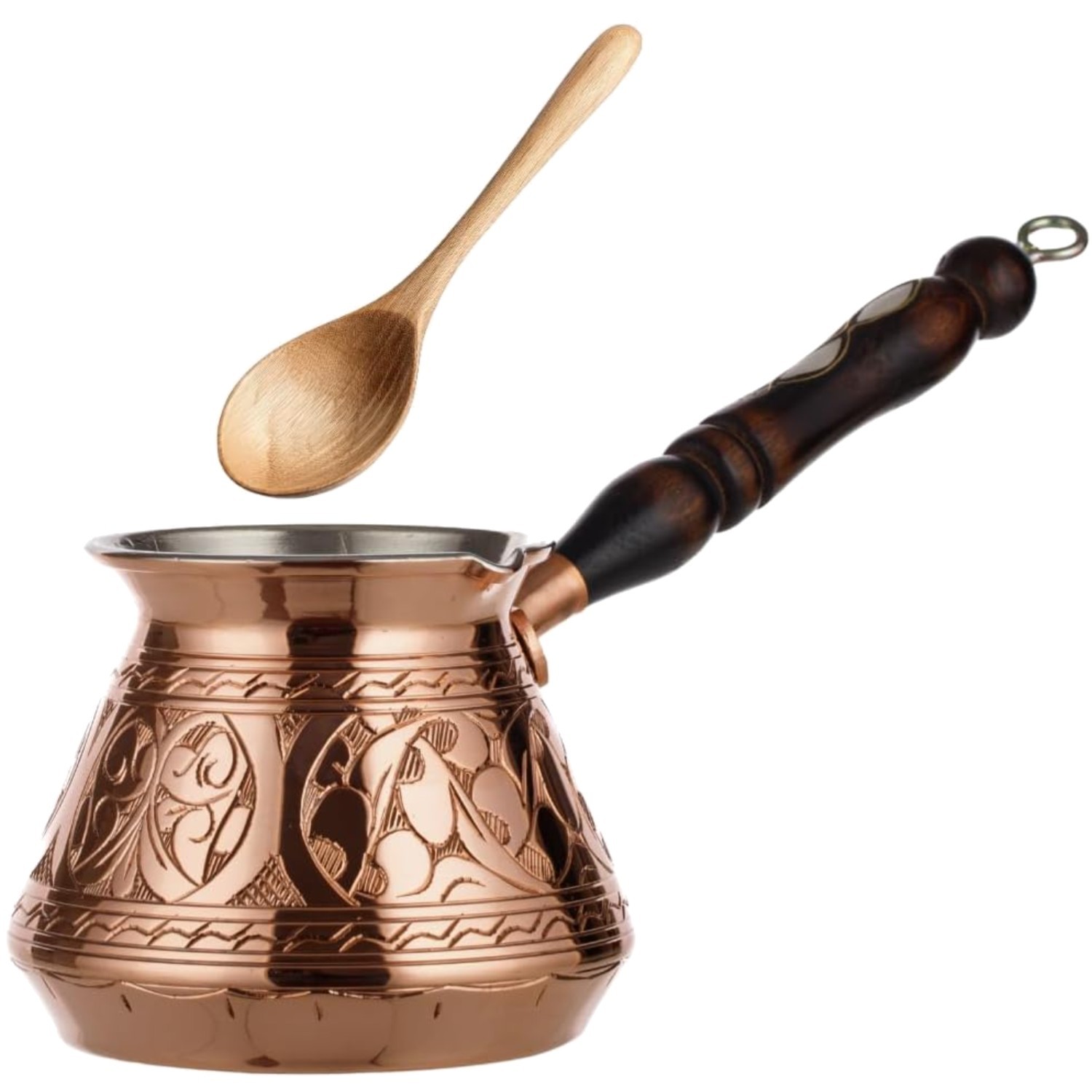 Turkish Coffee Maker Copper Pot Wooden Handle