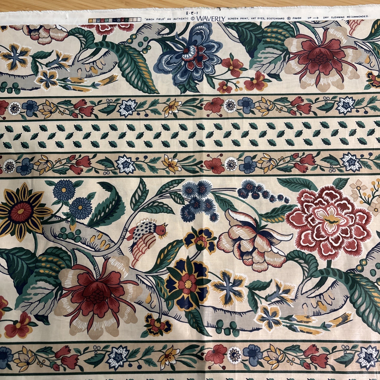 VTG Waverly Birch Field Authentic Fabric Jewel Scotchgard Upholstery 54 X 120 in