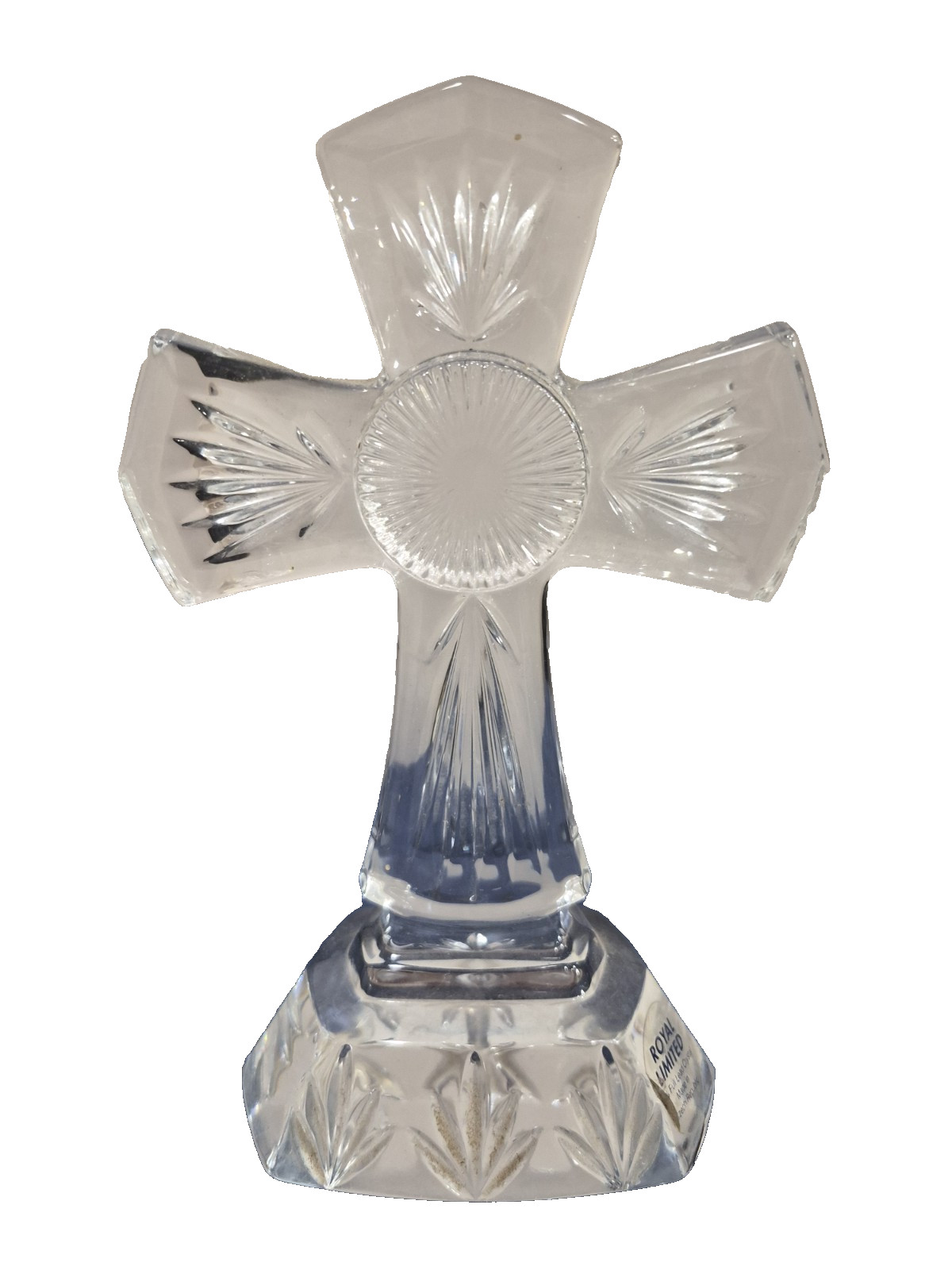 VTG Royal Limited Czech  24% Lead Crystal Glass Standing Cross Religious 6.5\