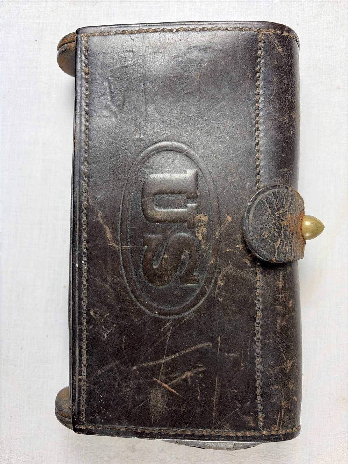 SPANISH-AMERICAN or INDIAN WARS US Leather AMMO POUCH ID\'d FN