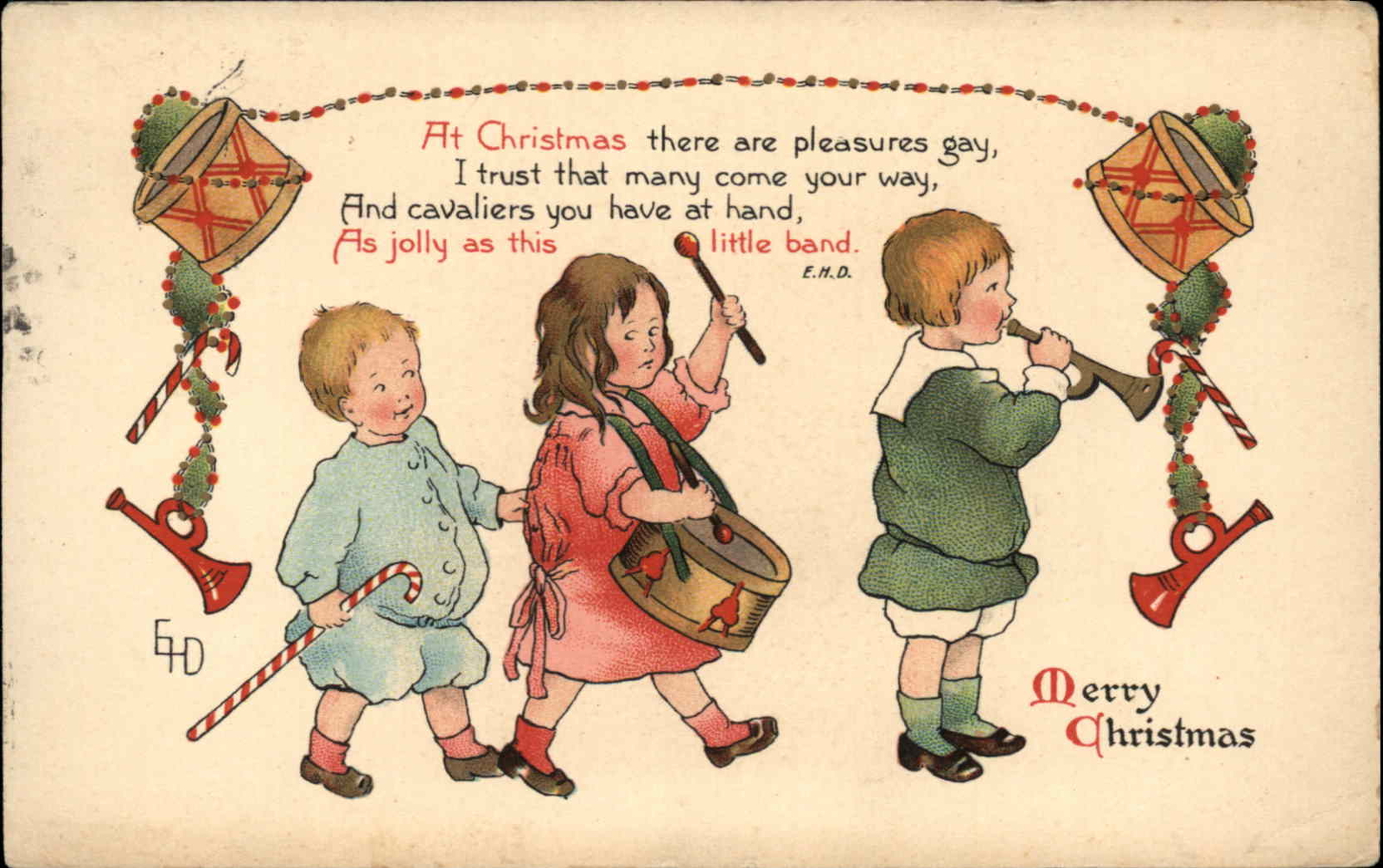 Nister Ethel DeWees Christmas Children Parade c1910 Vintage Postcard Nister Ethel DeWees Christmas Children Parade c1910 Vintage Postcard