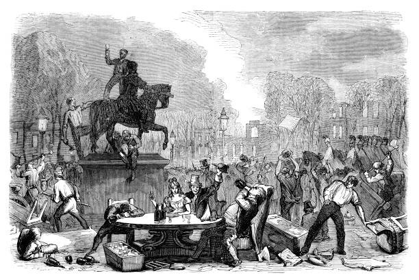 Reform riots in Queens Square Bristol 1831 From Cassells Illustrat- Old Photo