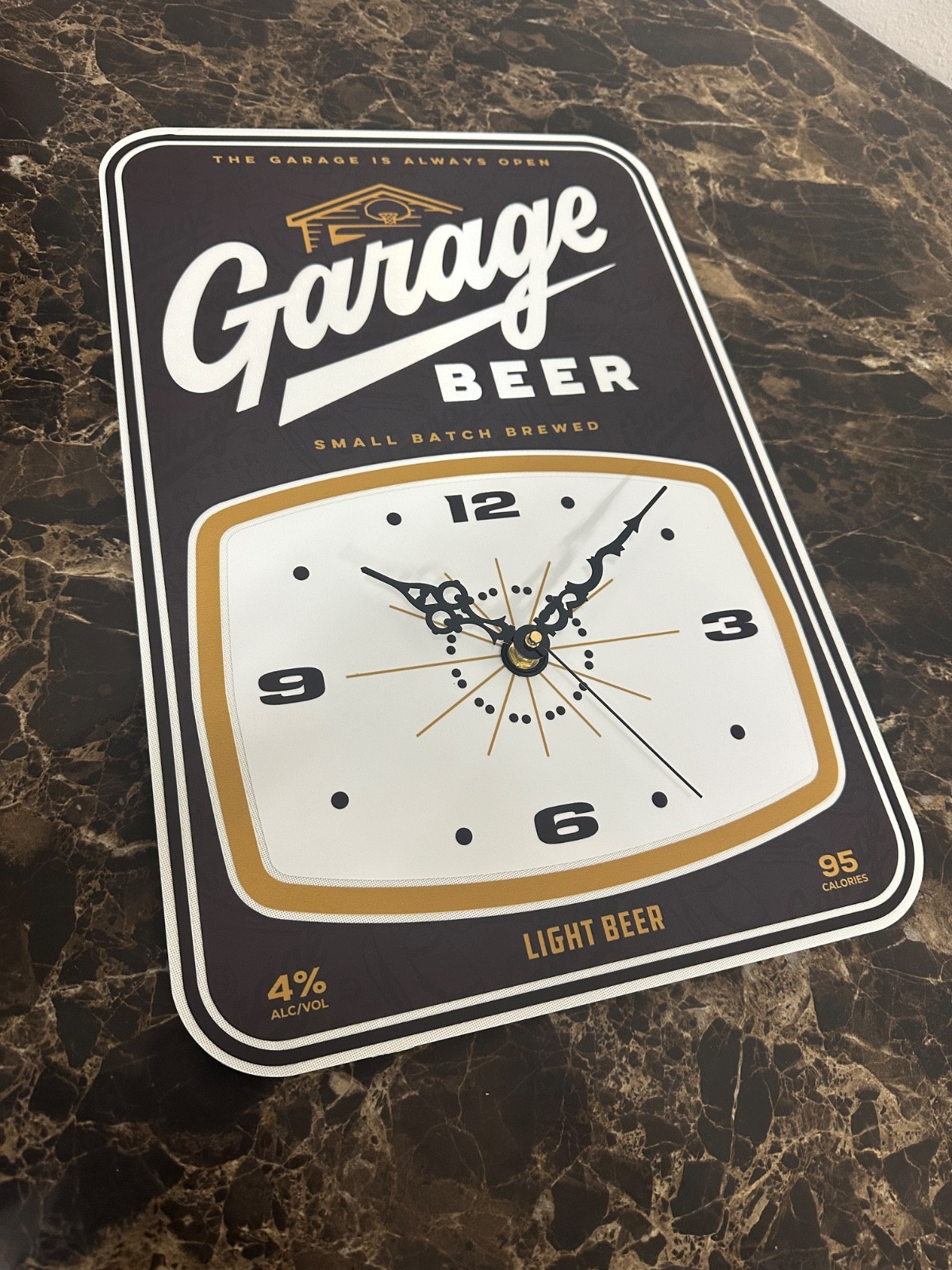 Vintage style Garage Beer brand clock on .080 alum custom sign 12