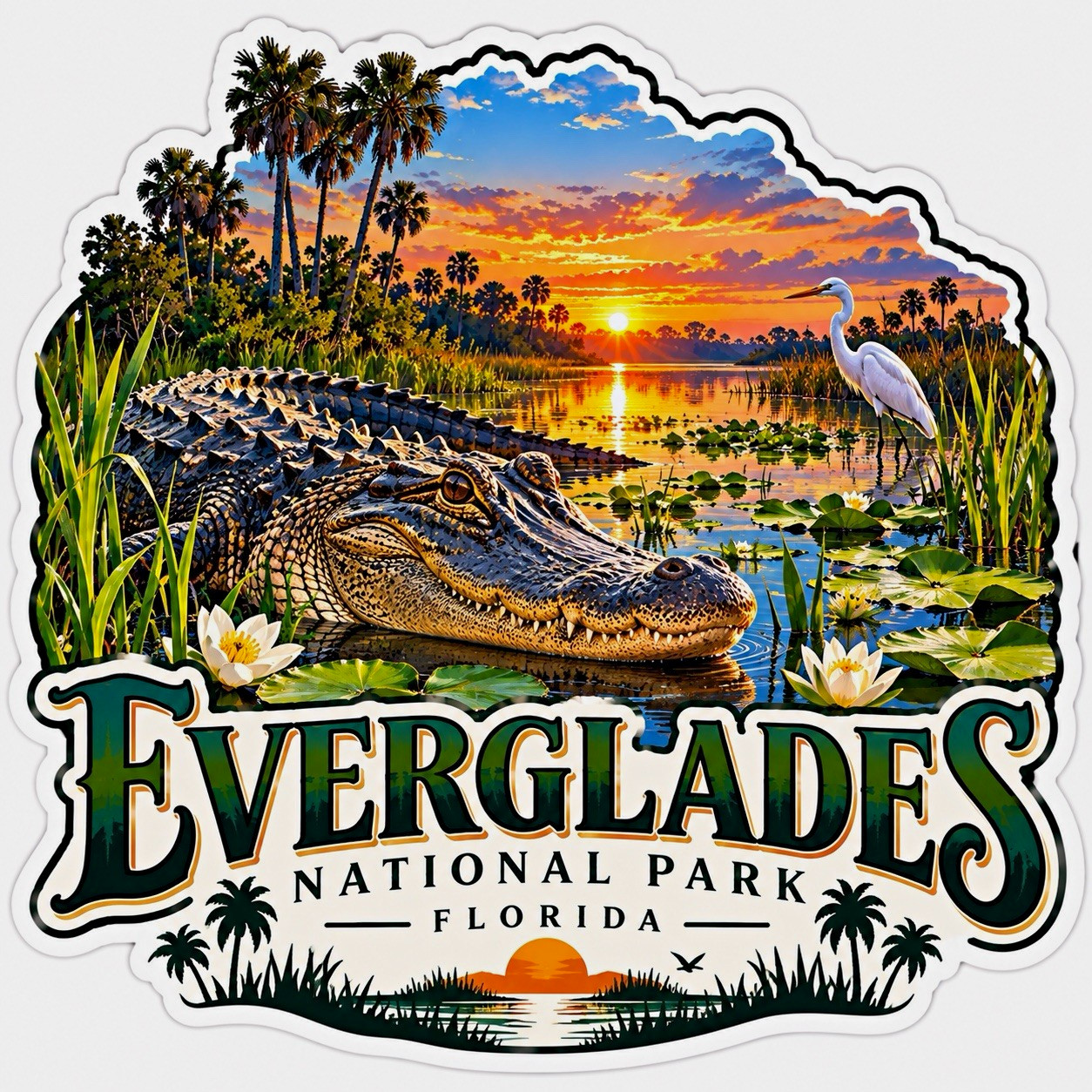 Everglades National Park Sticker Florida Alligator Wildlife Souvenir 3” Decal