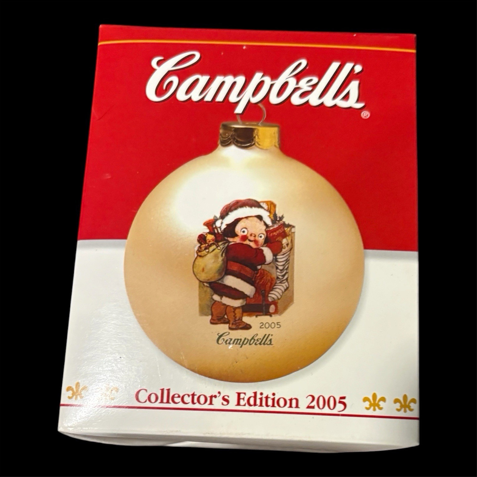 Campbell’s Collector’s Edition 2005 Santa Gold Glass Ball Hanging Ornament