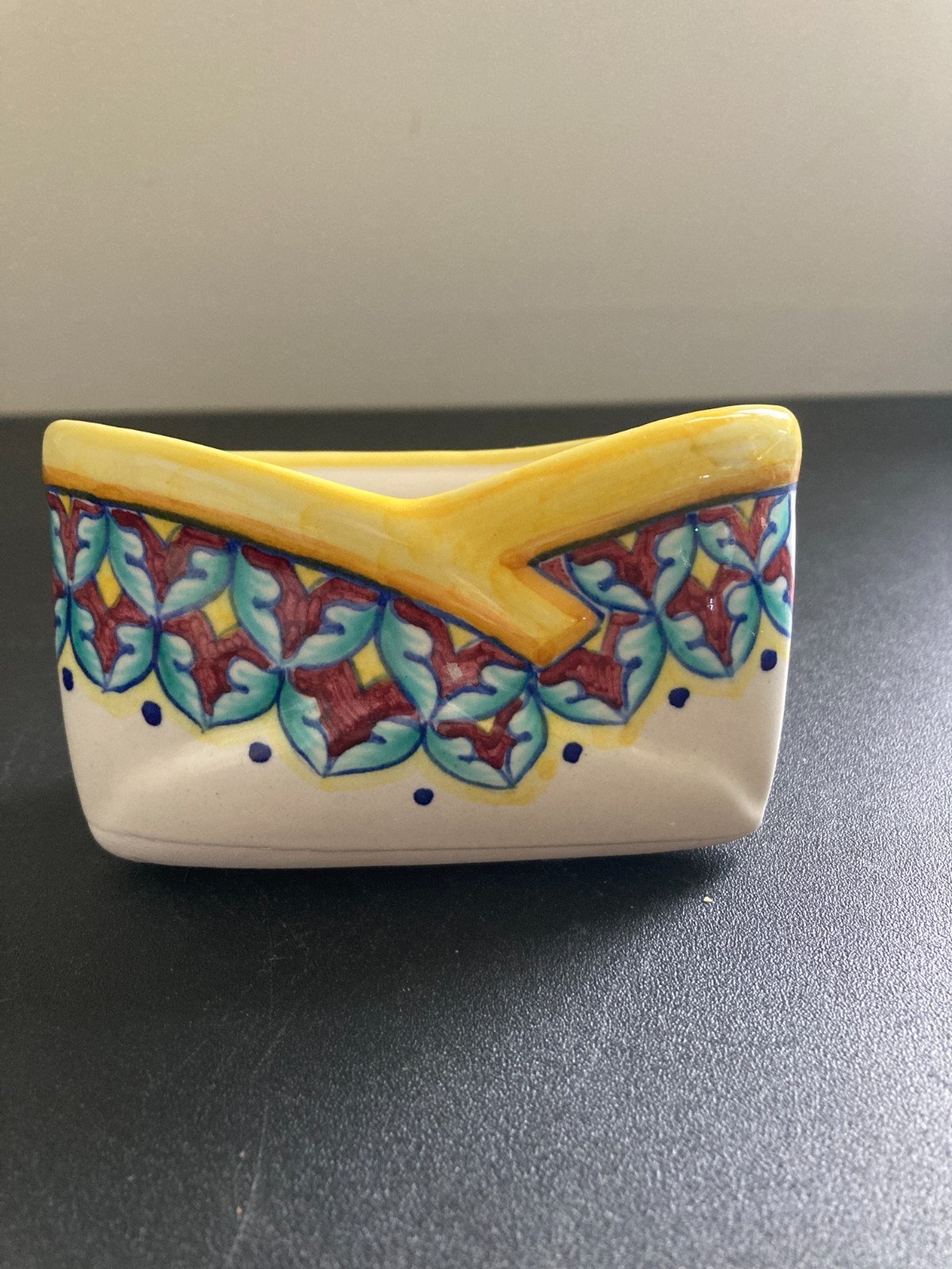 Pascal Ravello Italian Art Pottery Signed Envelope Shape Catchall Trinket Dish Pascal Ravello Italian Art Pottery Signed Envelope Shape Catchall Trinket Dish
