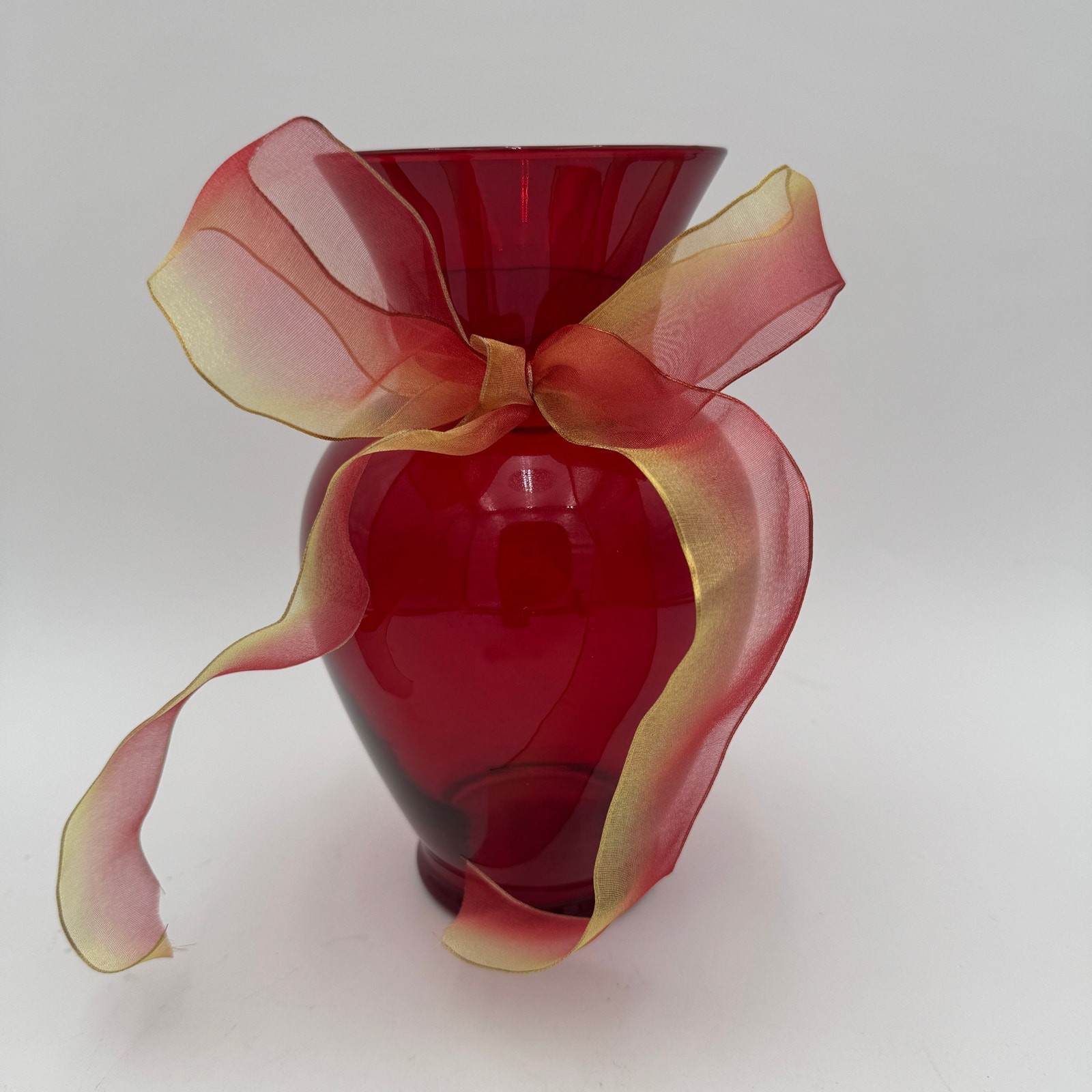 Vintage Ruby Red Vase 9 Inch by Anchor Hocking Vintage Ruby Red Vase 9 Inch by Anchor Hocking