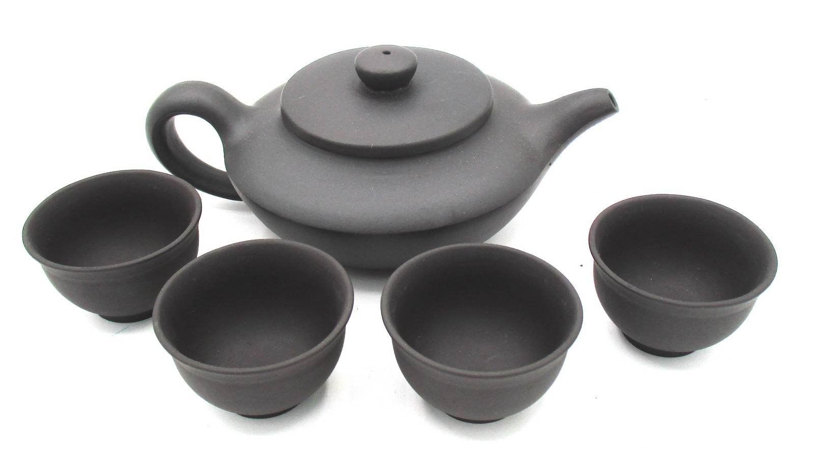 Vintage Chinese Yixing Clay Teapot 4 Tea Bowls Cups Cai Lan Zhoo Cai Jun Zisha