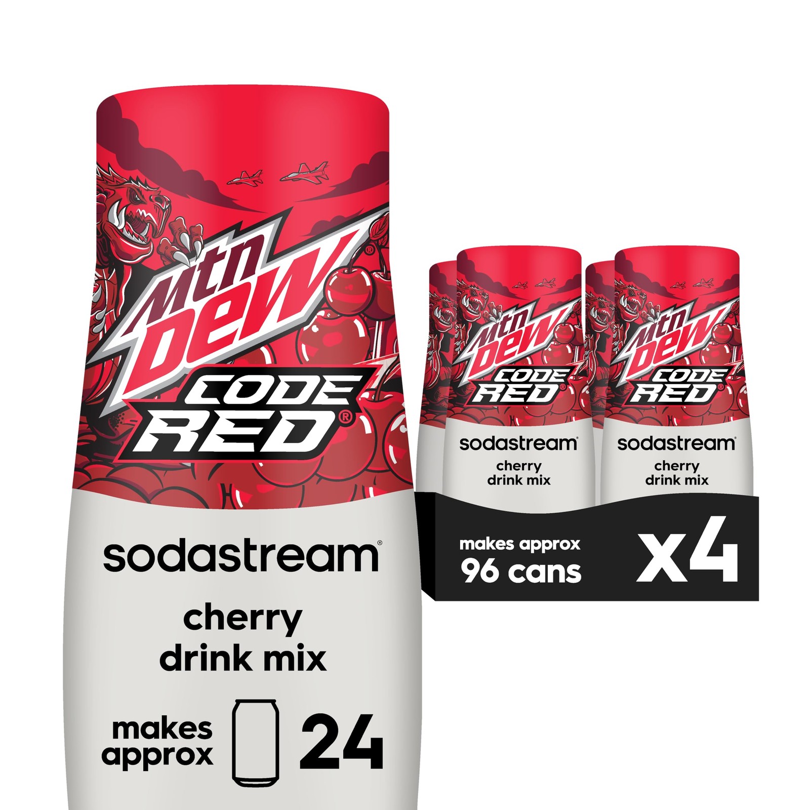 SodaStream MTN Dew Code Red Drink Mix (440ml, Pack of 14.9 fl oz (Pack 4)