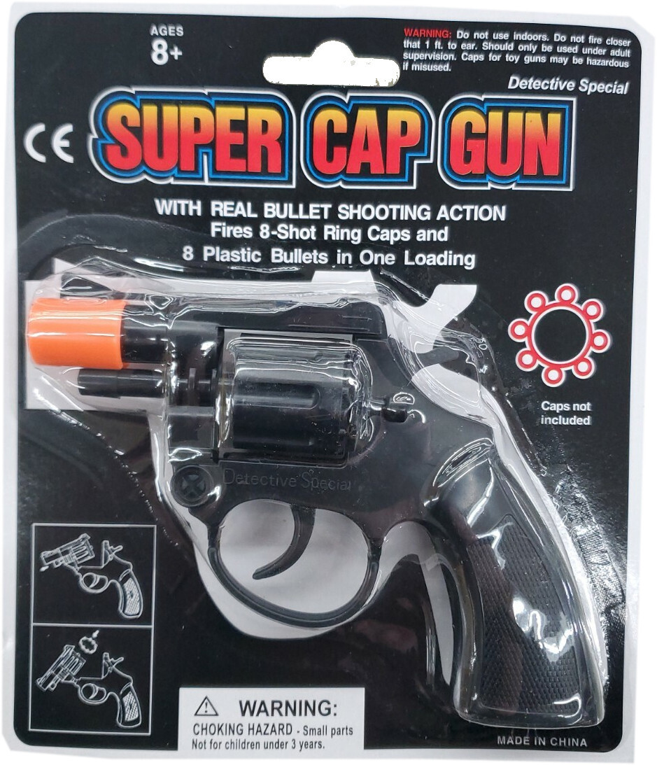 8 Ring Shot Cap Gun Black Novelty Police Pistol Revolver - Plastic - Halloween 8 Ring Shot Cap Gun Black Novelty Police Pistol Revolver - Plastic - Halloween