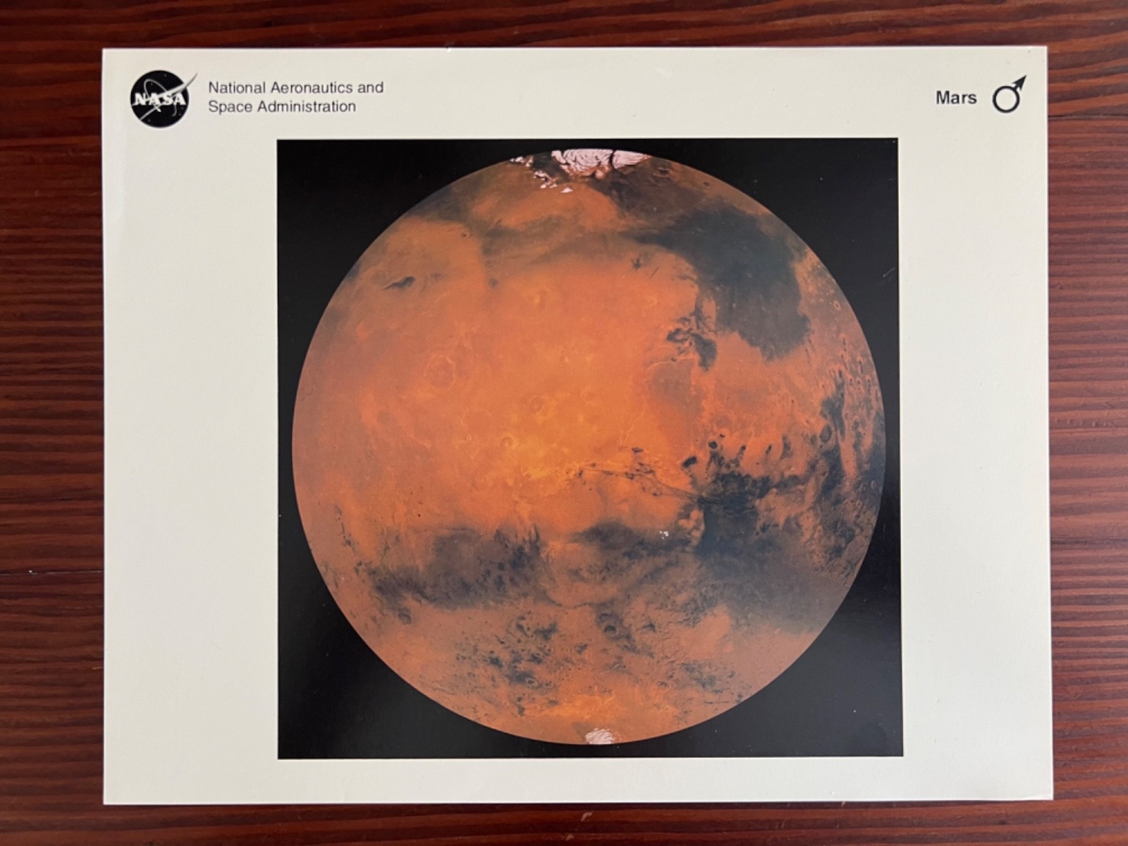 Vintage NASA  Lithograph of Mars by Viking Orbiter 1, 1980, 8 x 10