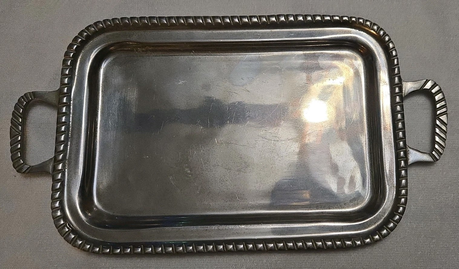 Heavy Aluminum Serving Tray Handled Mexico 10.5\