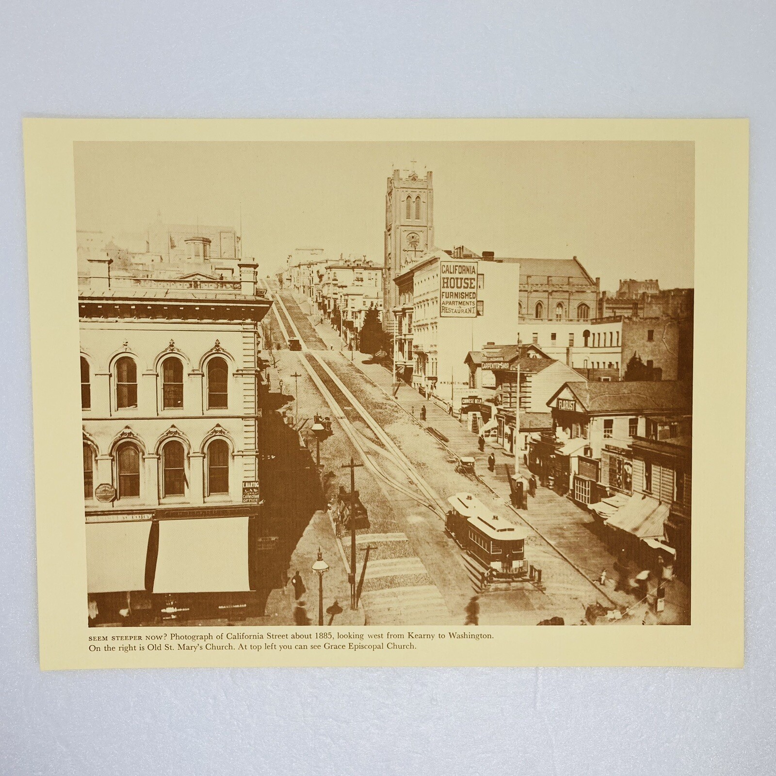 Vintage 1885 Print San Francisco California St St Mary’s Church Steep Hill 1B Vintage 1885 Print San Francisco California St St Mary’s Church Steep Hill 1B