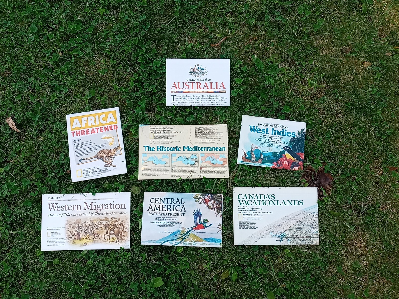 Allotment Of 7 Vintage National Geographic Maps West Indies,Africa, Australia...