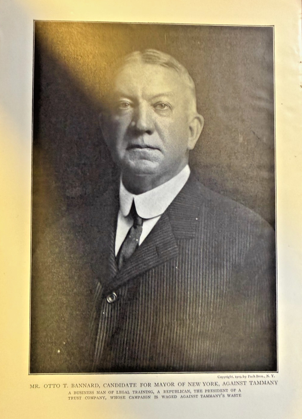 1909 Vintage Magazine Illustration Otto T. Bannard New York Mayoral Candidate