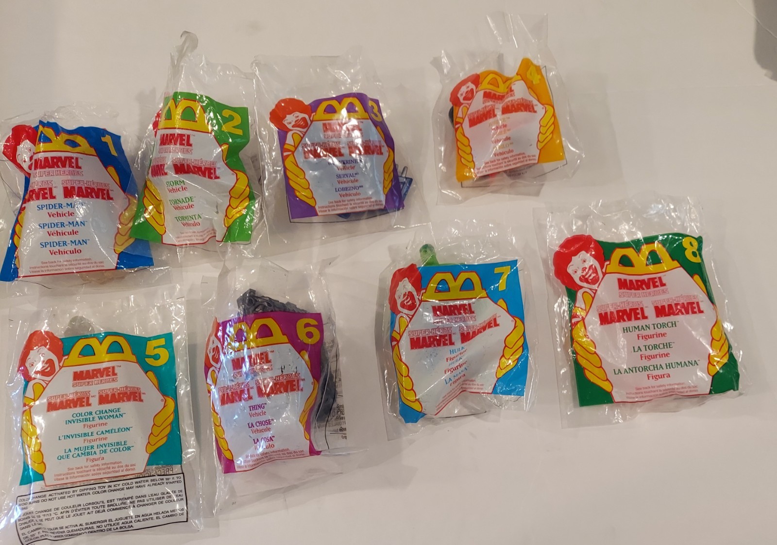 McDonald\'s 1996 Marvel Super Heroes Happy Meal Collectible Set of 8. McDonald\'s 1996 Marvel Super Heroes Happy Meal Collectible Set of 8.