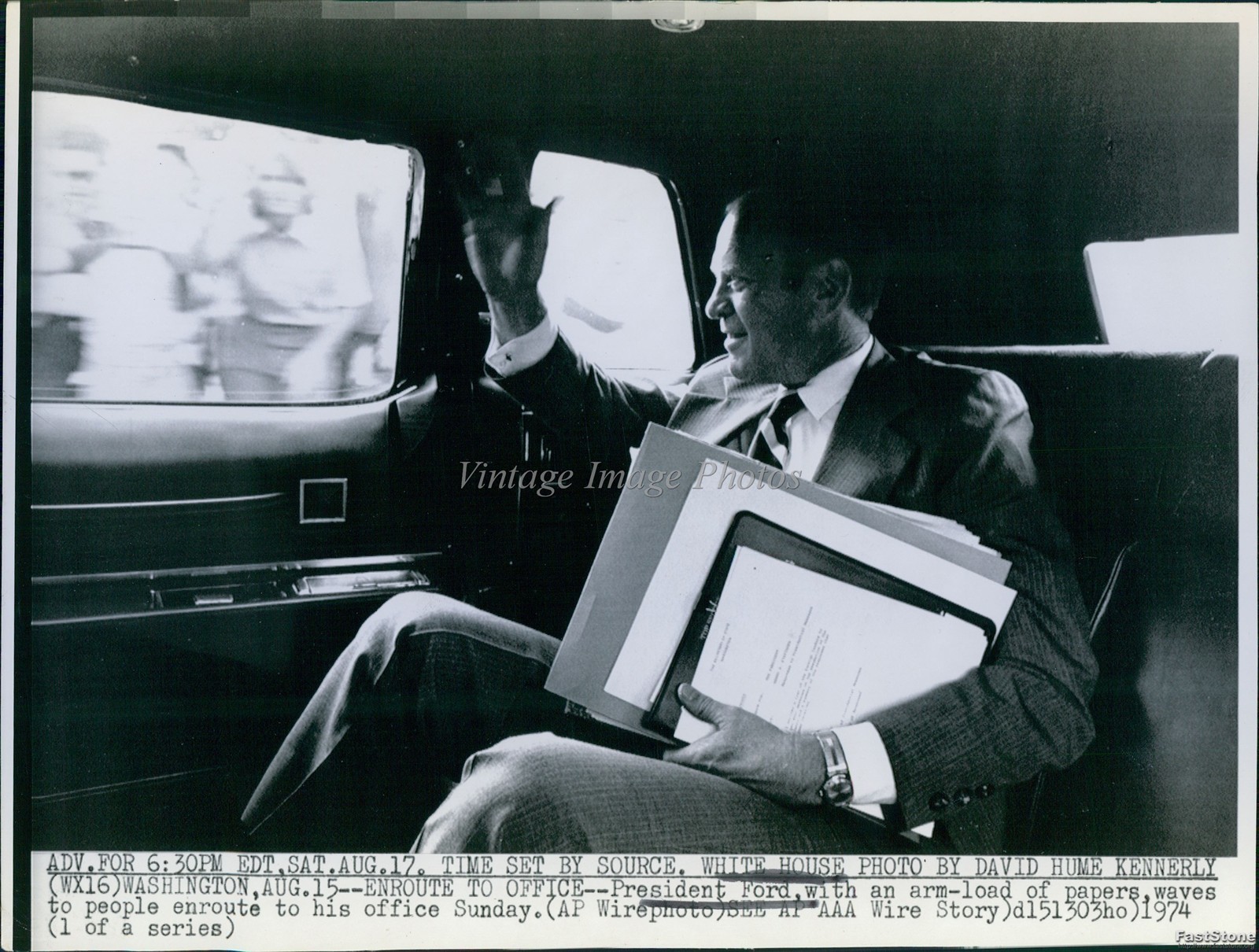 1974 Washington President Ford Car Interior Documents Wirephoto Press 8x10