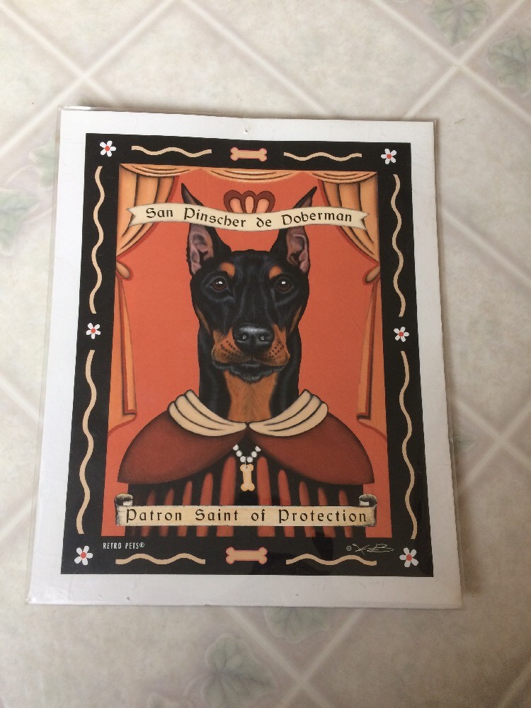 Doberman Dog Retro Pets 8 X 10 Print Krista Brooks Patron Saint of Protection