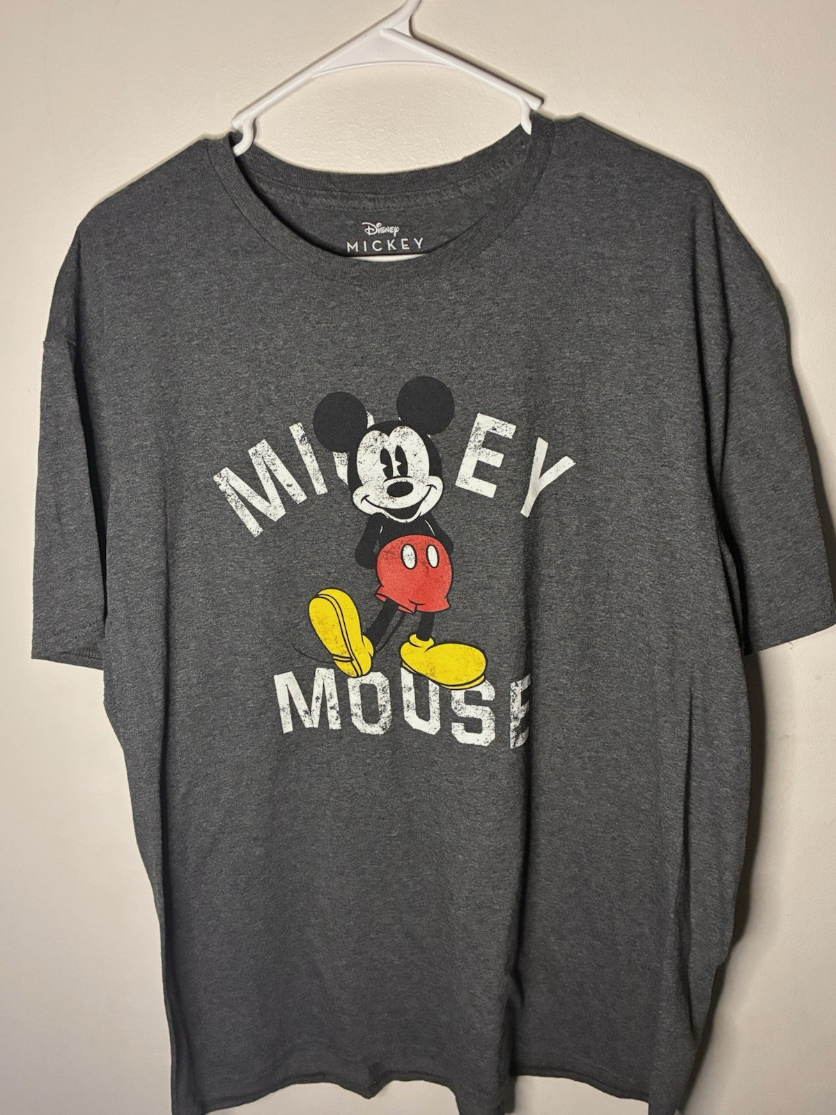 Classic Disney Mickey Mouse Graphic T-Shirt Gray Adult Unisex Size XL