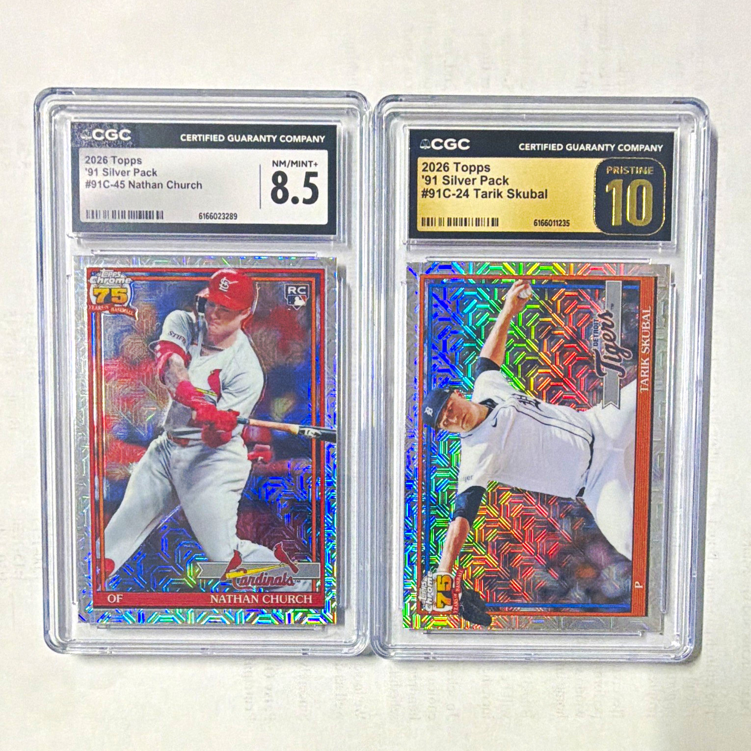 Topps 2026 Chrome '91 Silver Pack CGC Graded 2-Card Lot Church Skubal