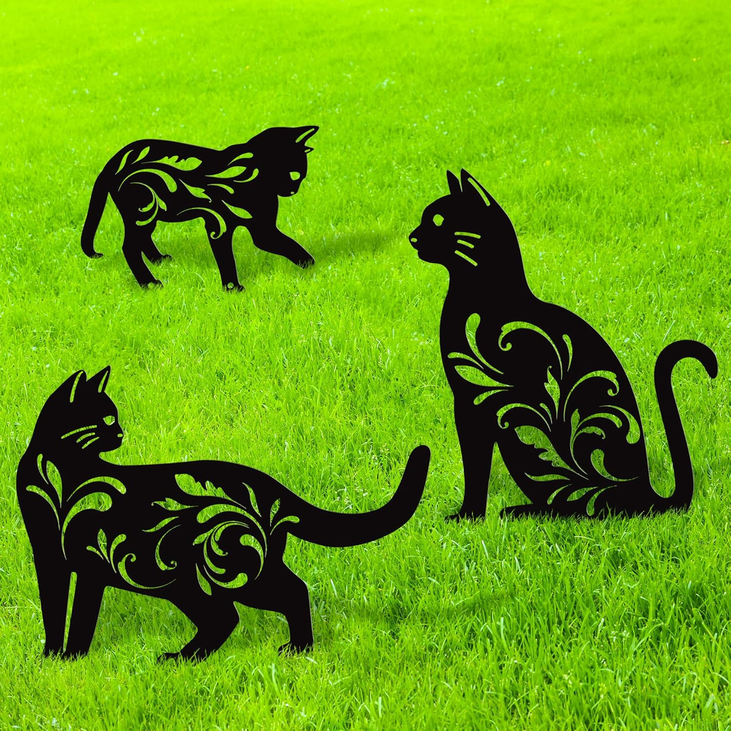 3 Pack Metal Cat Garden Statues Black Cat Silhouette Cats Decorative Stakes Gard 3 Pack Metal Cat Garden Statues Black Cat Silhouette Cats Decorative Stakes Gard