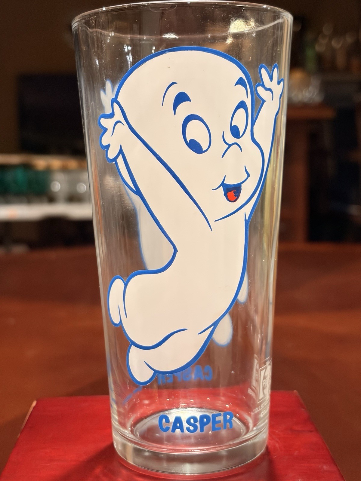 Vintage 1975 Casper Friendly Ghost Pepsi Glass Harvey Cartoons Blue Letters