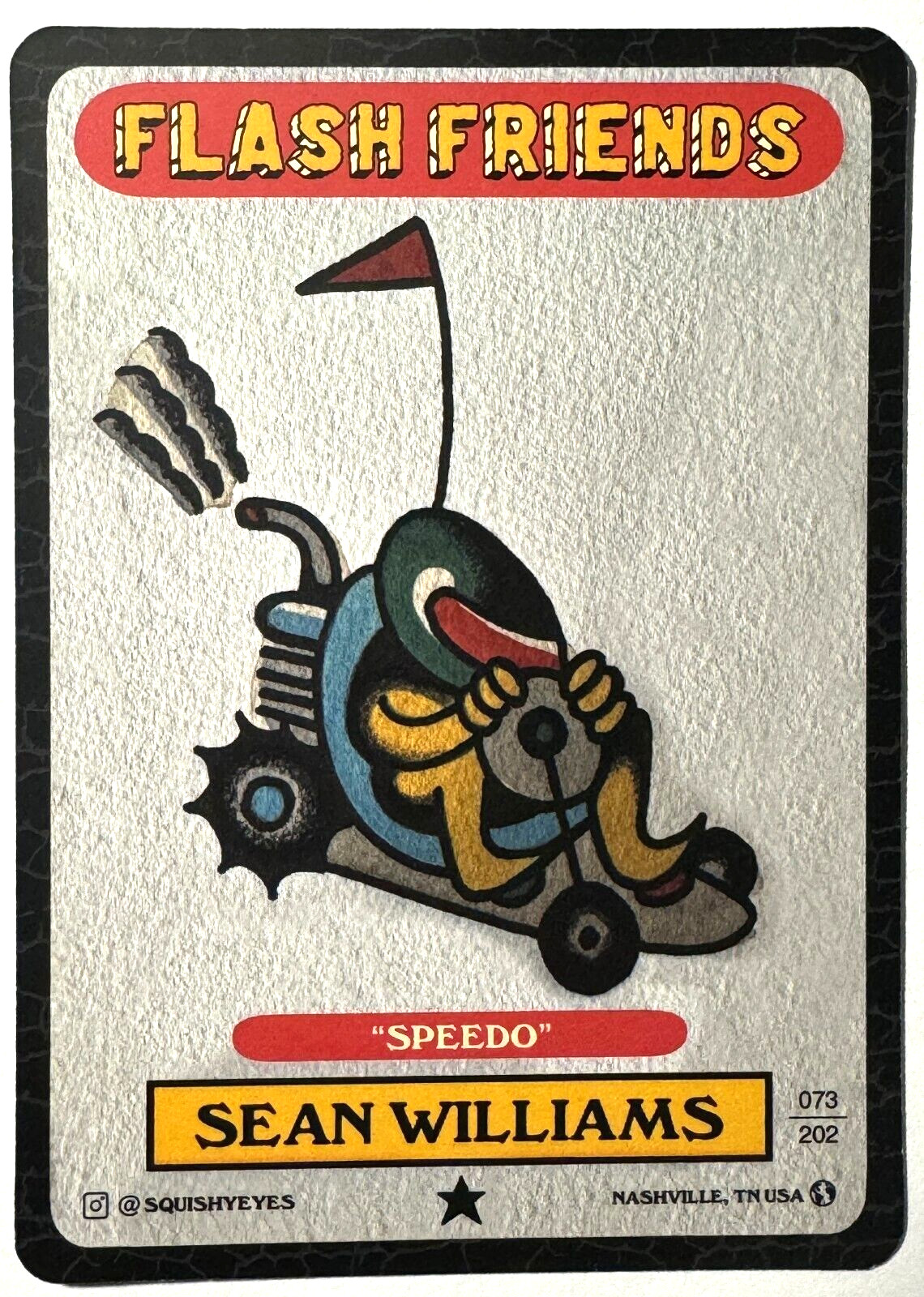 Flash Friends Series 2 Tattoo Art Trading Card SEAN WILLIAMS SPEEDO GO CART RACE Flash Friends Series 2 Tattoo Art Trading Card SEAN WILLIAMS SPEEDO GO CART RACE