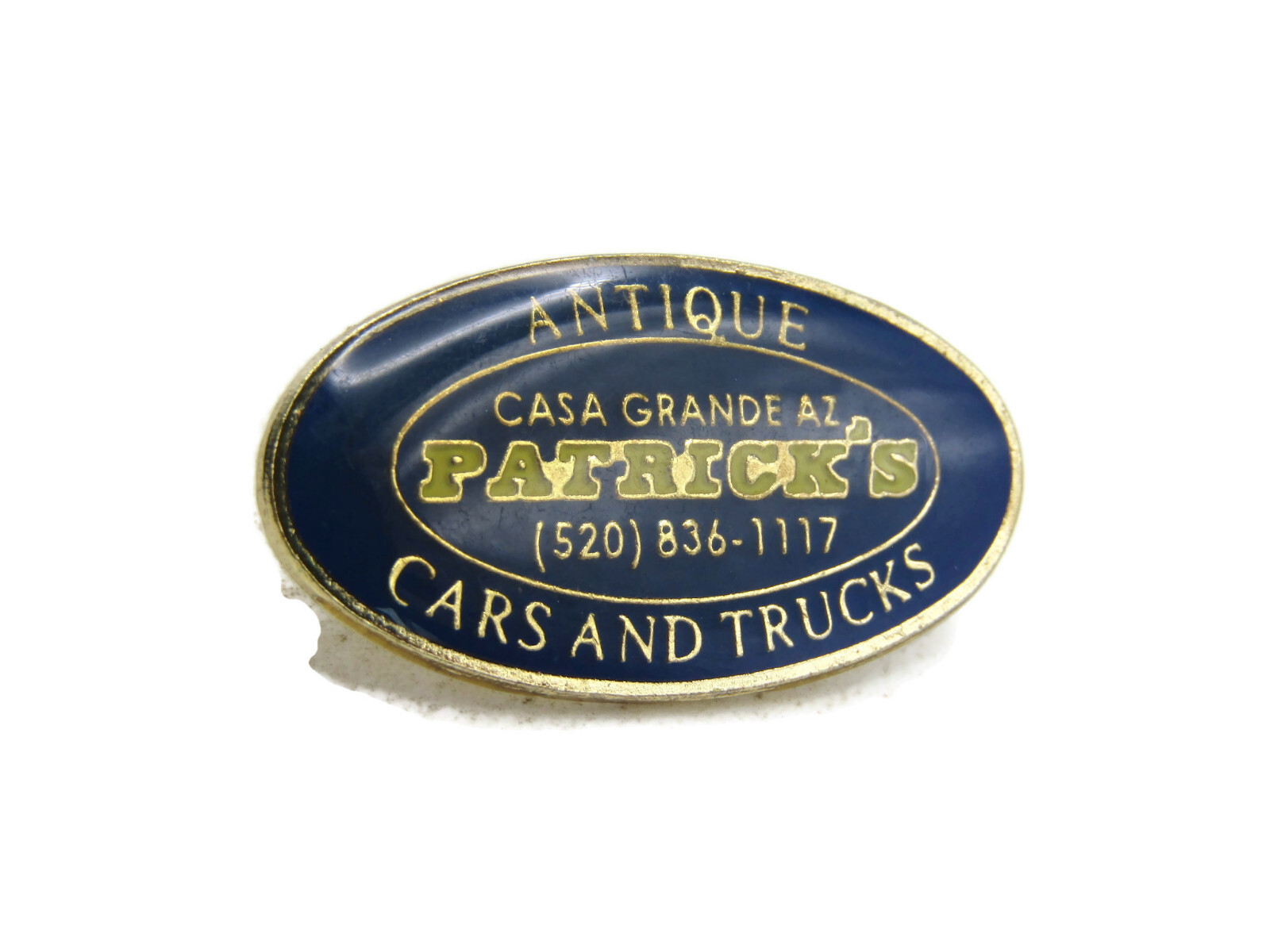 Vintage Patrick\'s Antique Cars & Trucks Pin Casa Grande AZ Advertising Lapel Pin
