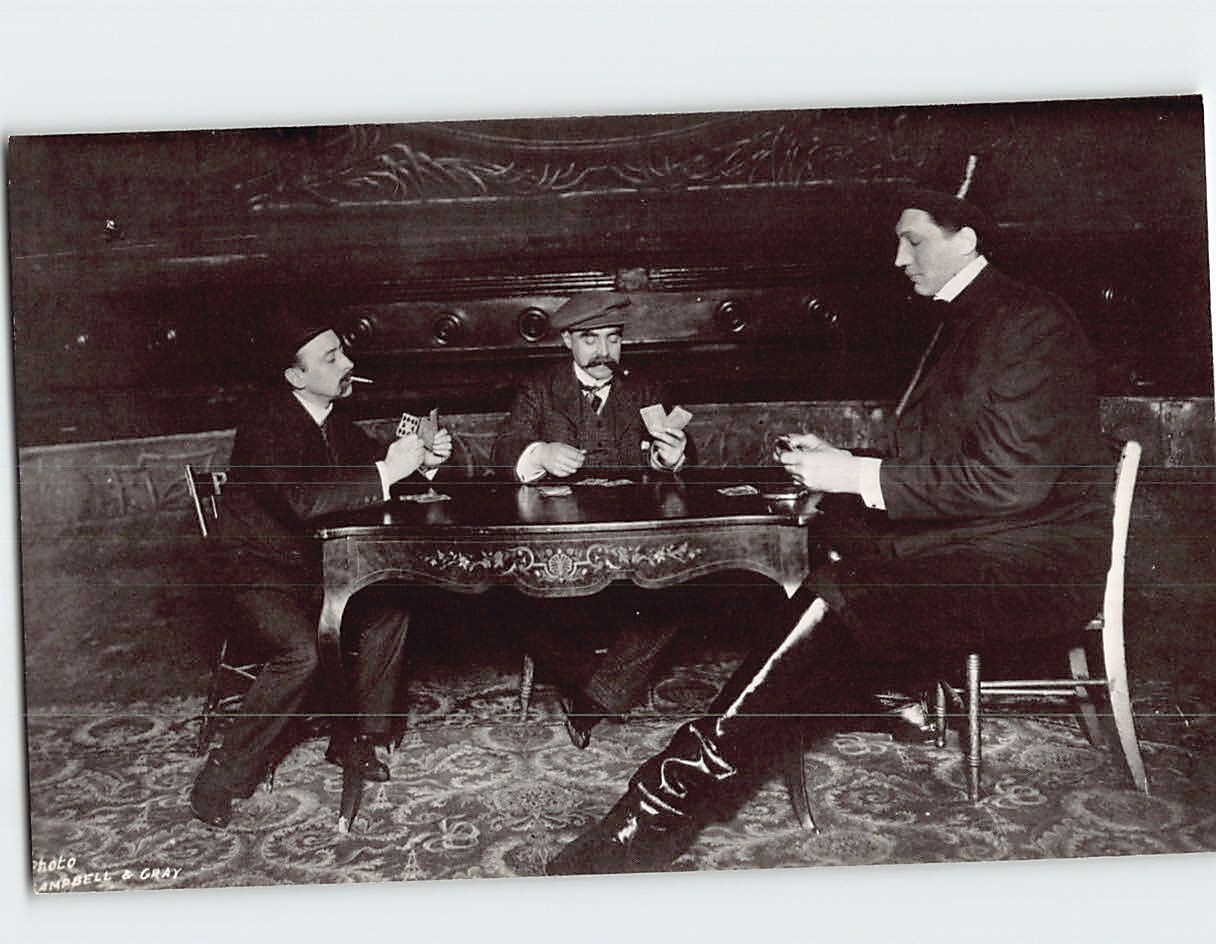 Postcard Cyrus & Armand Playing Poker With Big Guy \