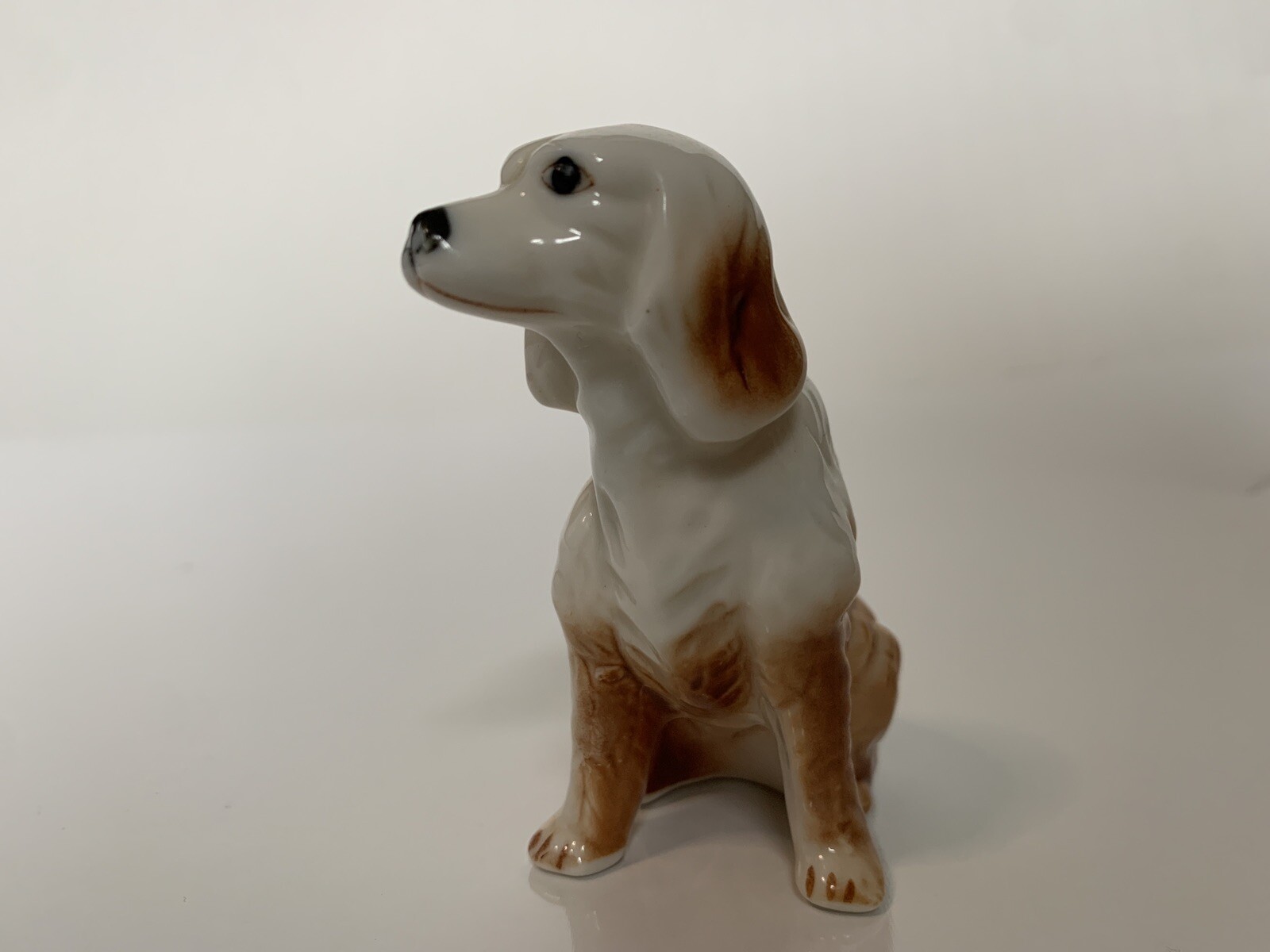 Cocker Spaniel Dog Porcelain Figurine Red Golden Bone China Handpainted Decor 3”