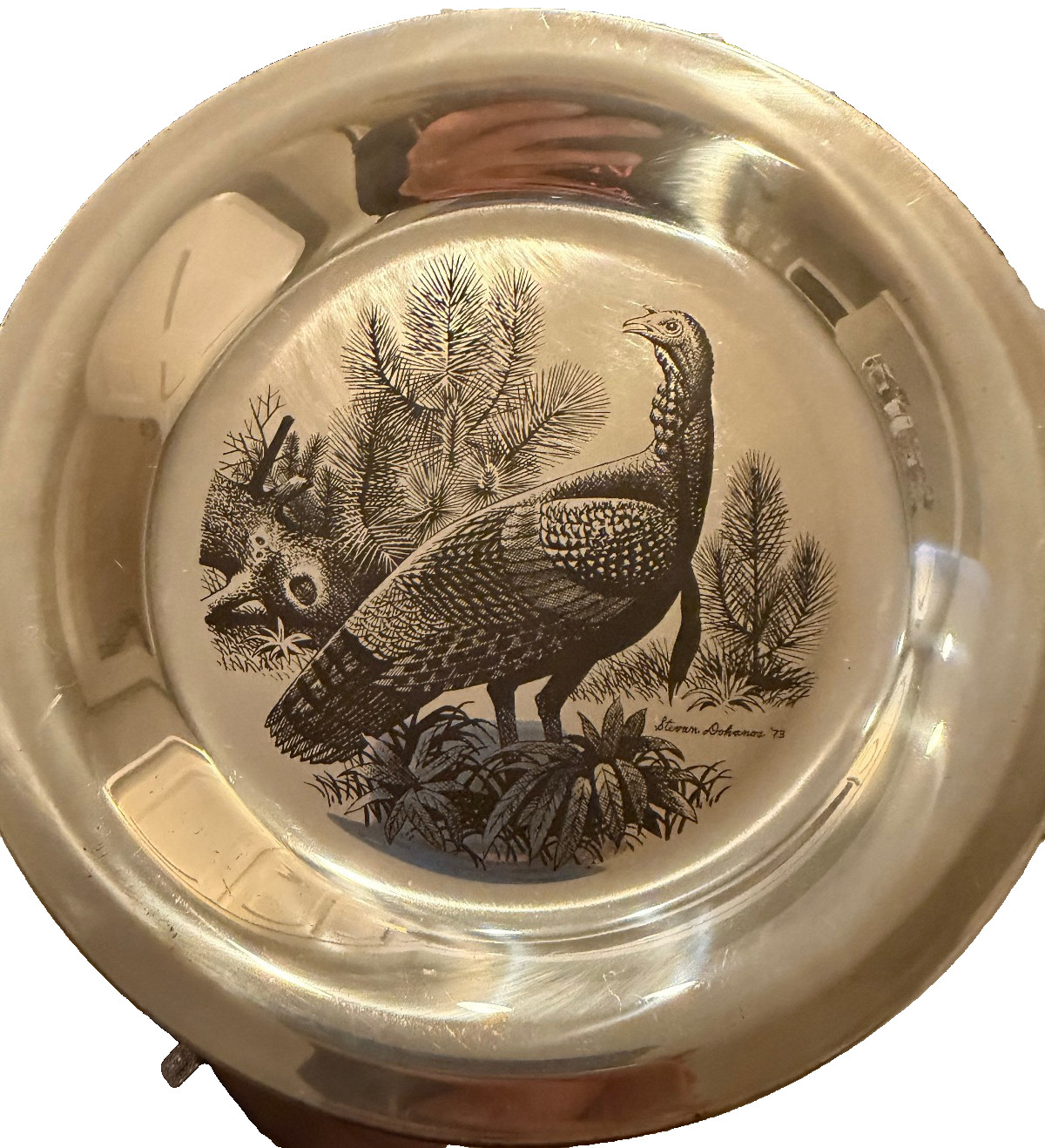 1973 SOLID STERLING SILVER- LIMITED EDITION- FRANKLIN MINT AMERICAN WILD TURKEY