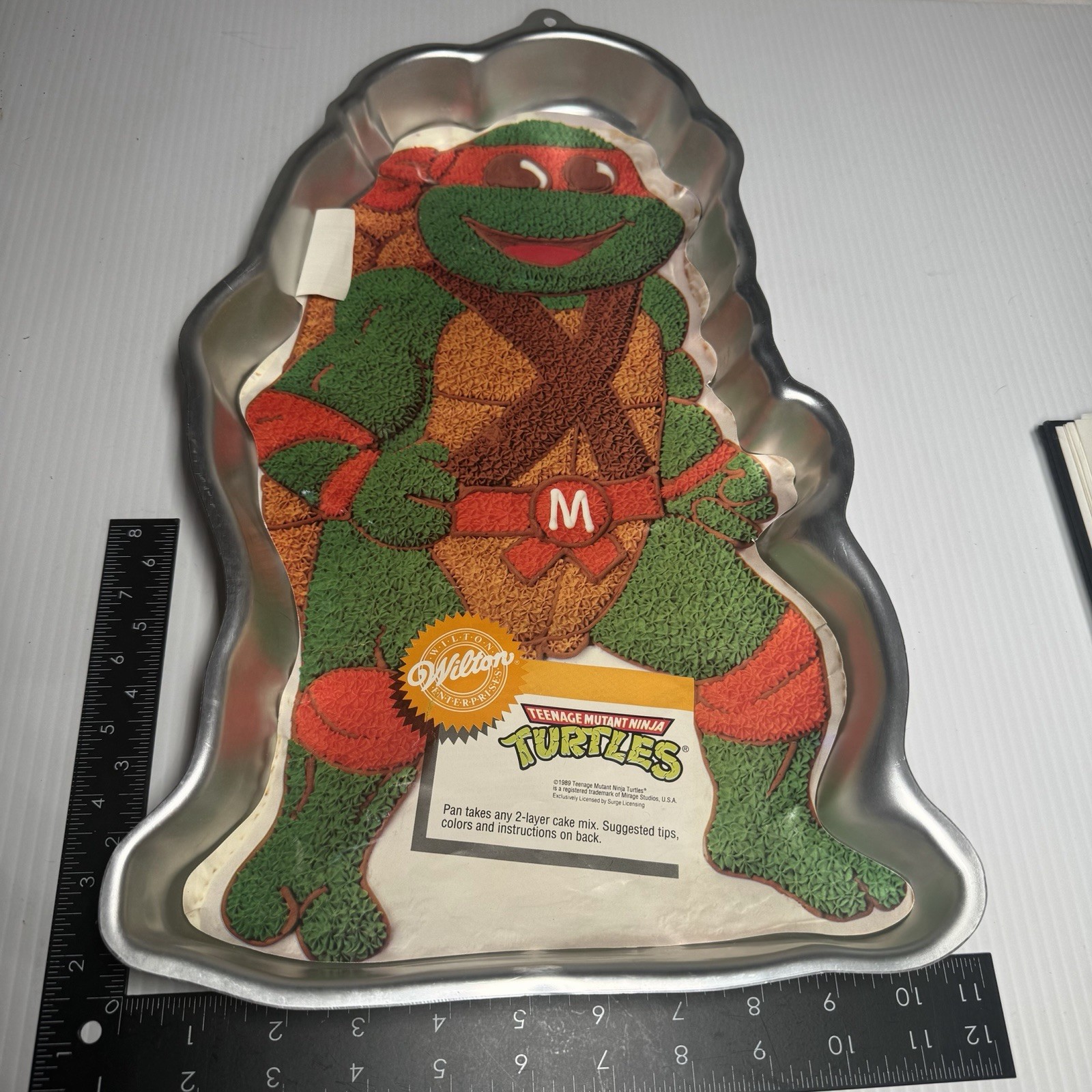 Vtg 1989 Wilton Cake Pan Teenage Mutant Ninja Turtles Michelangelo New W. Instr