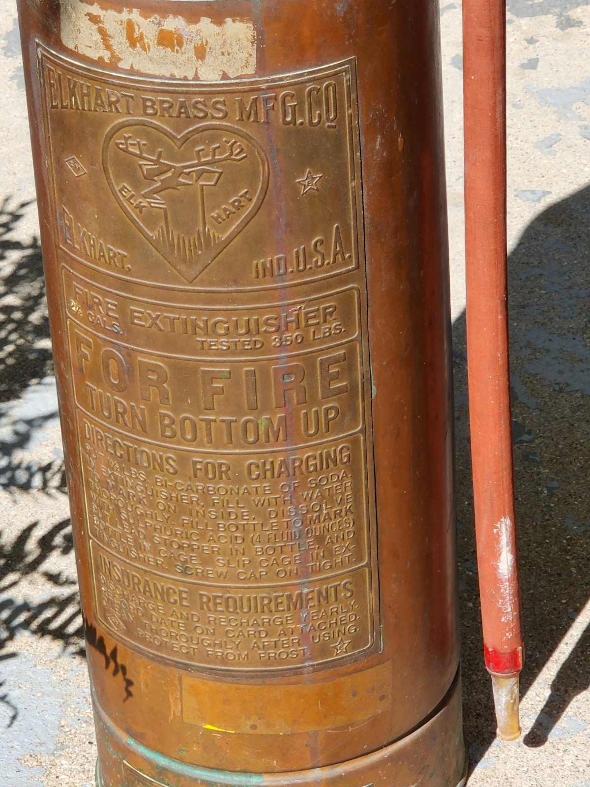 2 Vintage  Elkhart  Brass Mfg Co. Fire Extenguishers Copper ? EMPTY COLLECTIBLE 