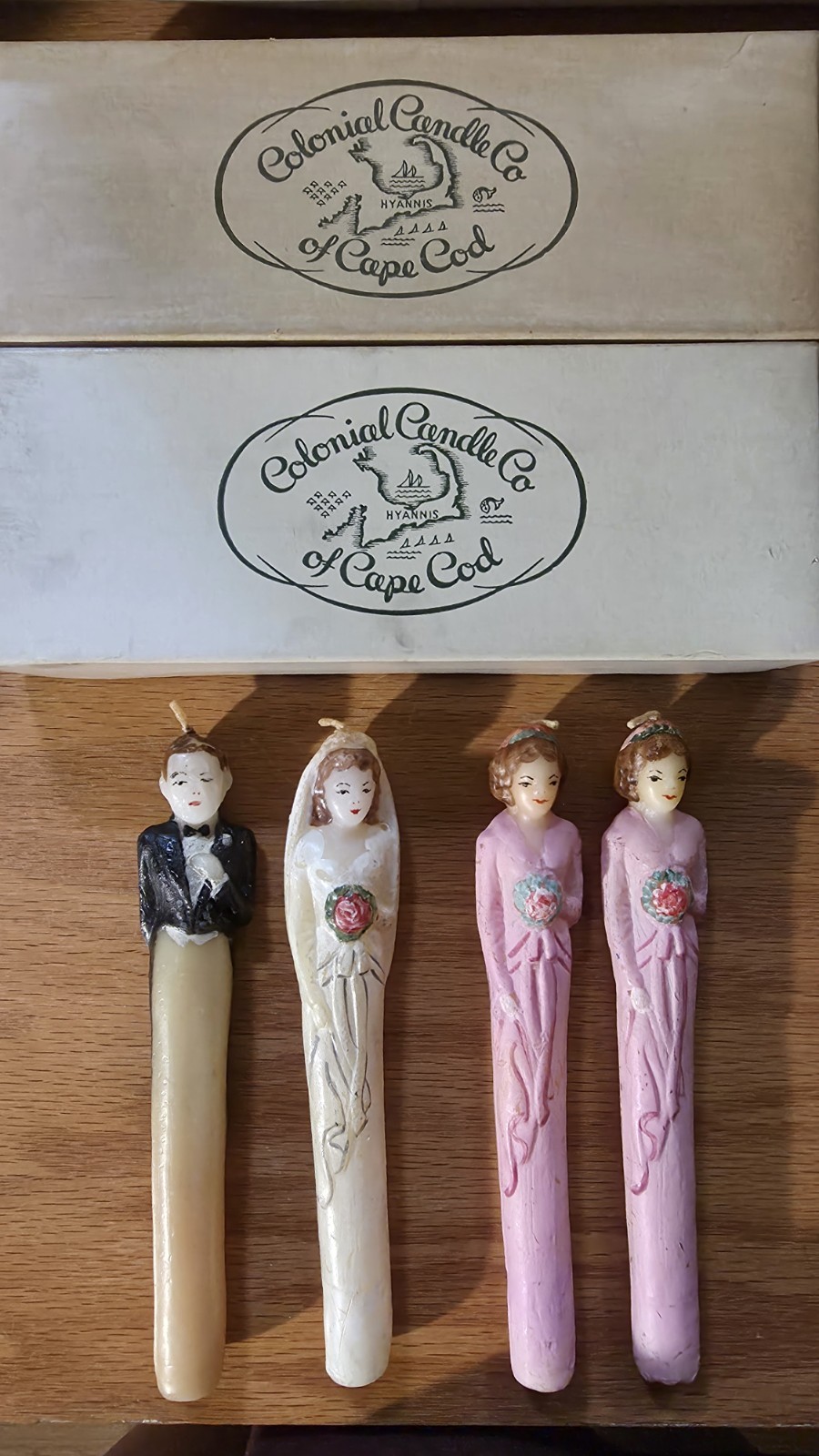 RARE Colonial Candle Co. Bridal Party Wax Bride Groom Bridesmaids Vtg Wedding