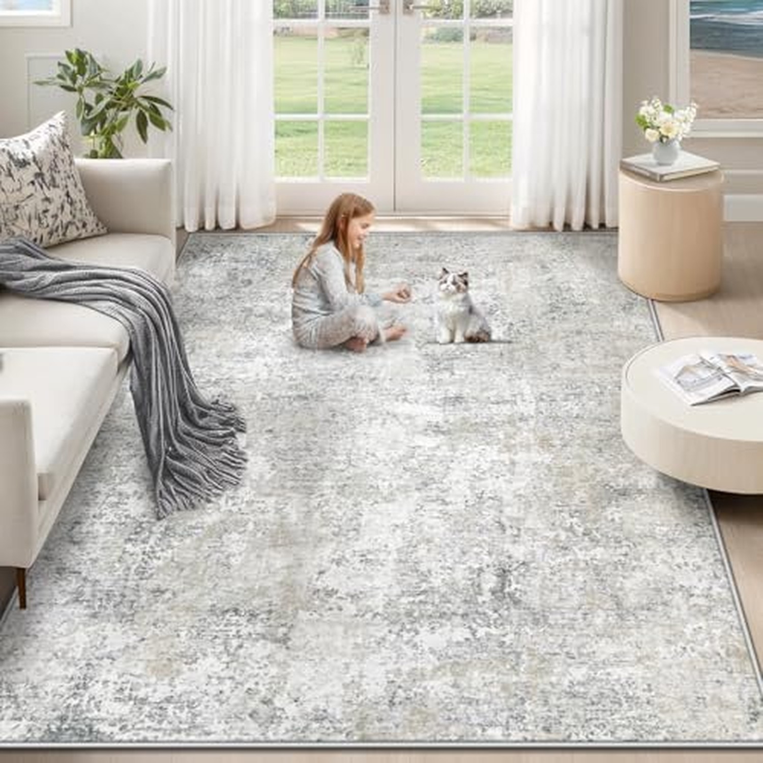 XLUEZ 5x7 Area Rugs for Living Room, Washable Modern Abstract Large Area Rug ...