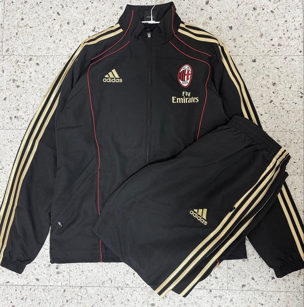 adidas AC Milan Windbreaker Jersey Set Black Size 0 Rare Training Tracksuit adidas AC Milan Windbreaker Jersey Set Black Size 0 Rare Training Tracksuit