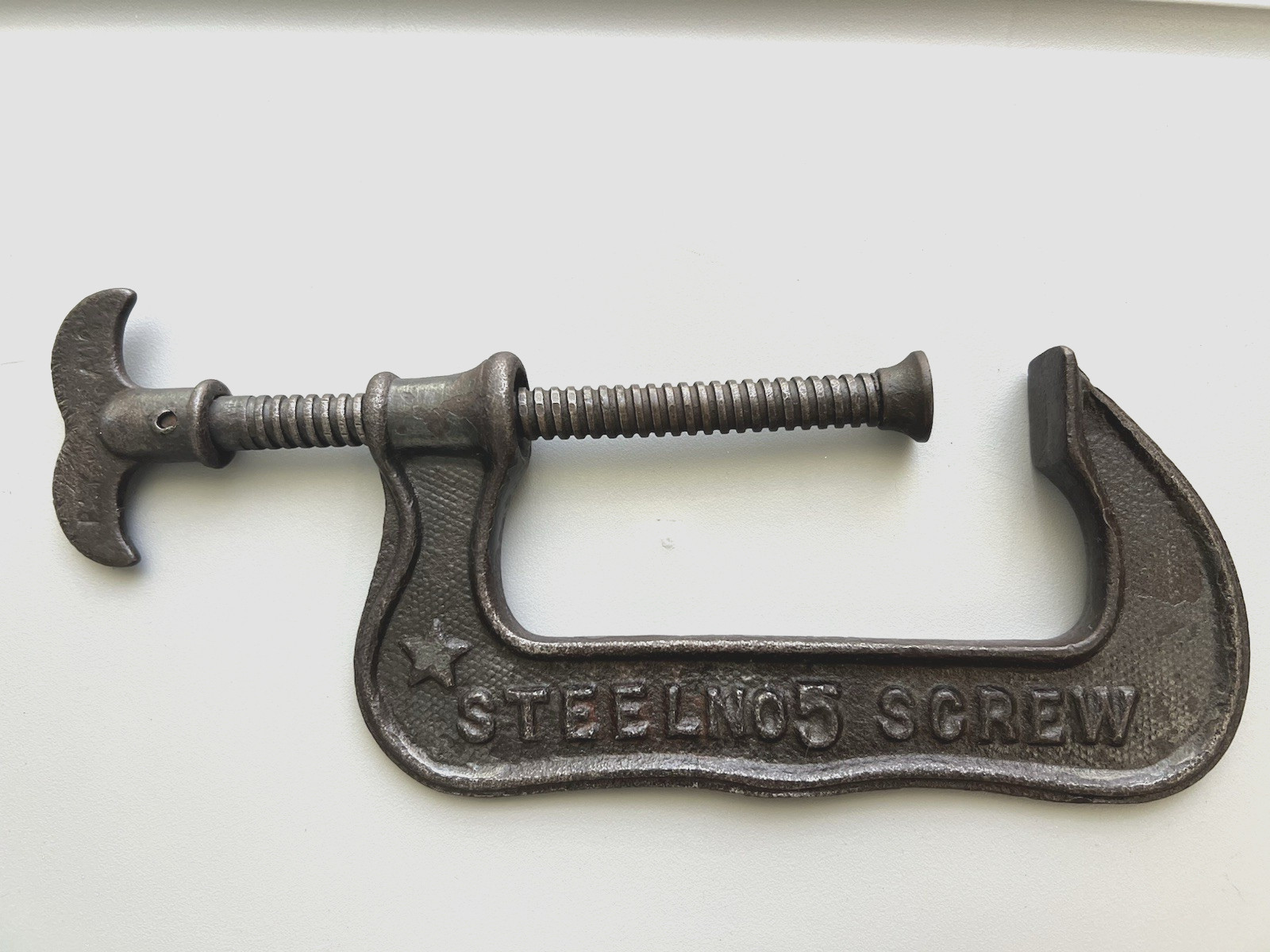Antique P.S.&W. CO. No. 5 Steel C-Clamp  Pat\'d 1888 USA Southington, Conn (A)