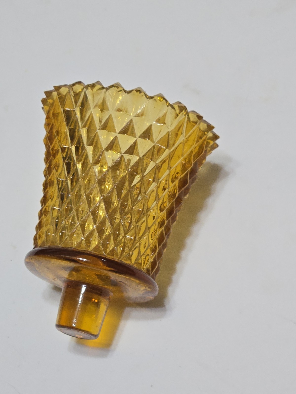 Vintage Homco Indiana Amber Glass, Diamond Point Sconce Peg Votive, Single 