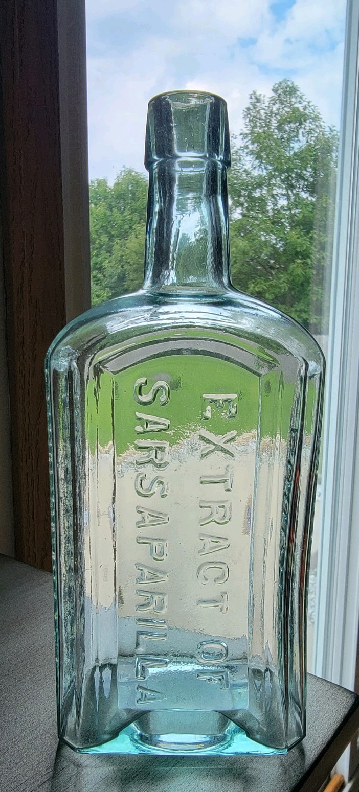 Antique 1870–1890s Gooch's Extract of Sarsaparilla Cincinnati OH Aqua Bottle