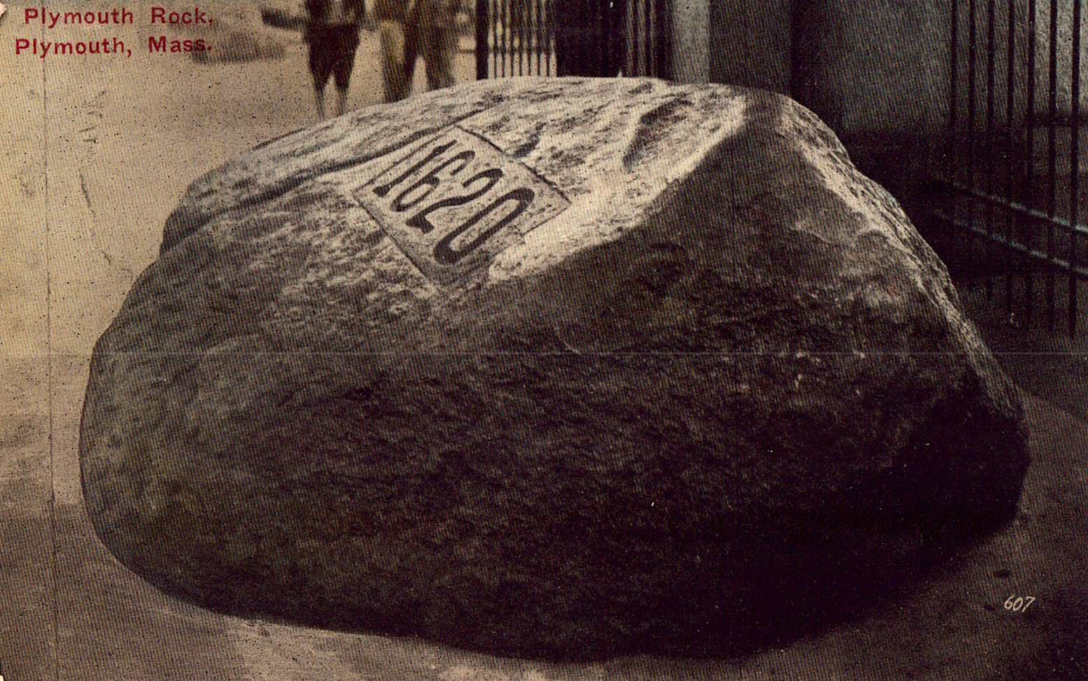 Plymouth Rock on Which the Pilgrims Landed in 1620, Plymouth Mass,