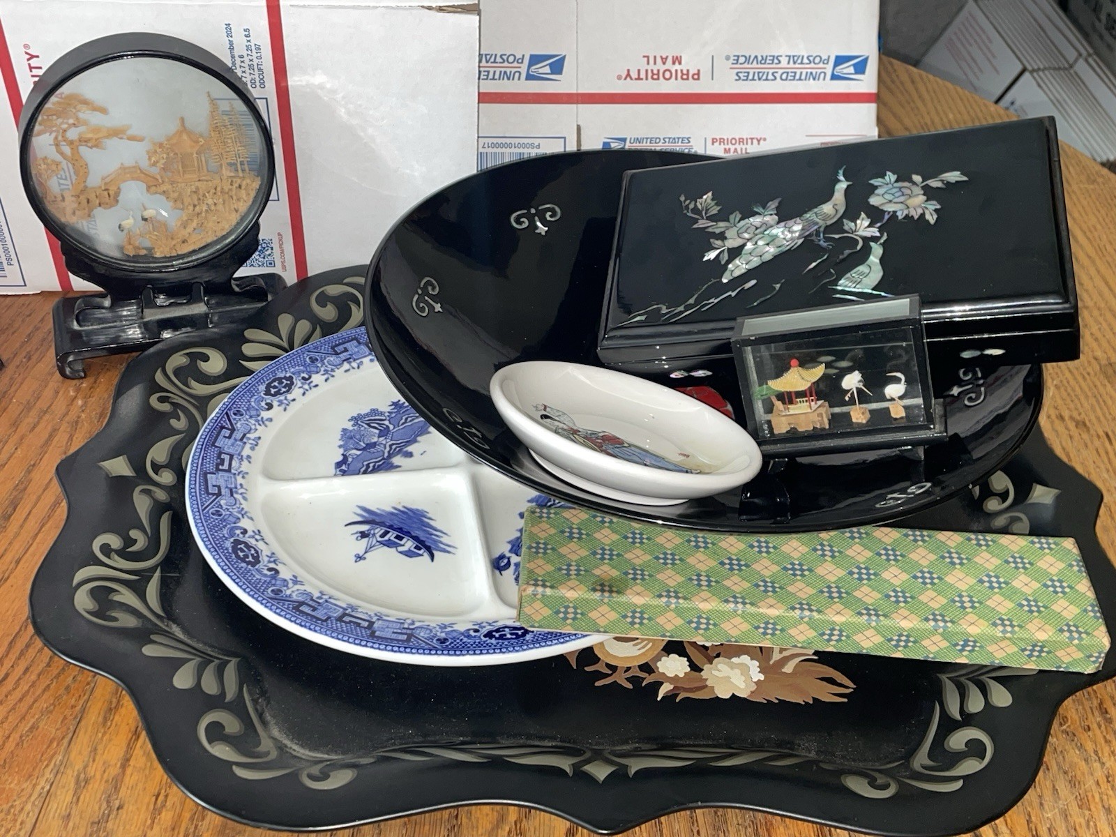 Curated Vintage Mid-Century Asian & Pacific Rim Home Decor Estate Lot geta