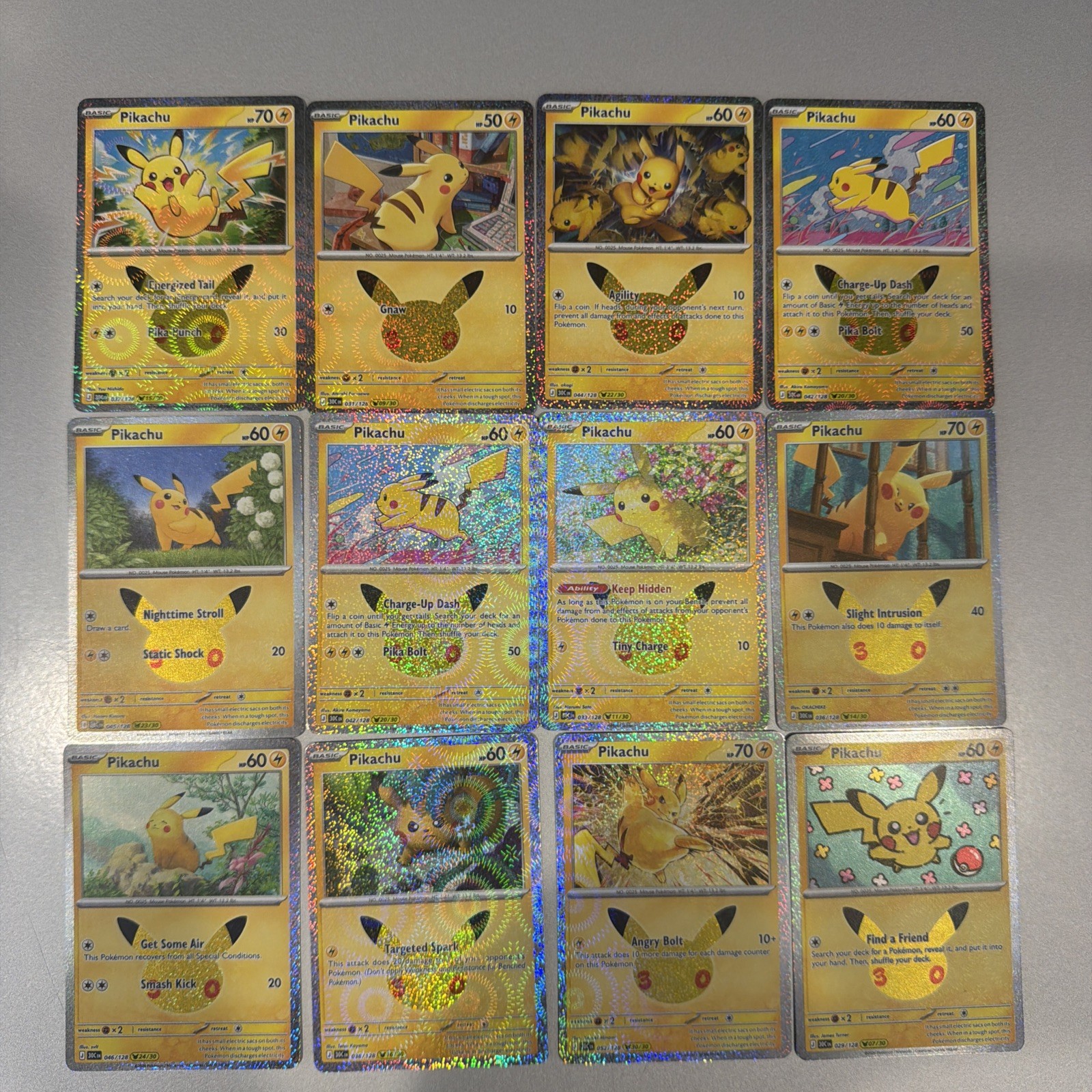 30th Anniversary Pikachu Card  Set 12 Cards Pokemon