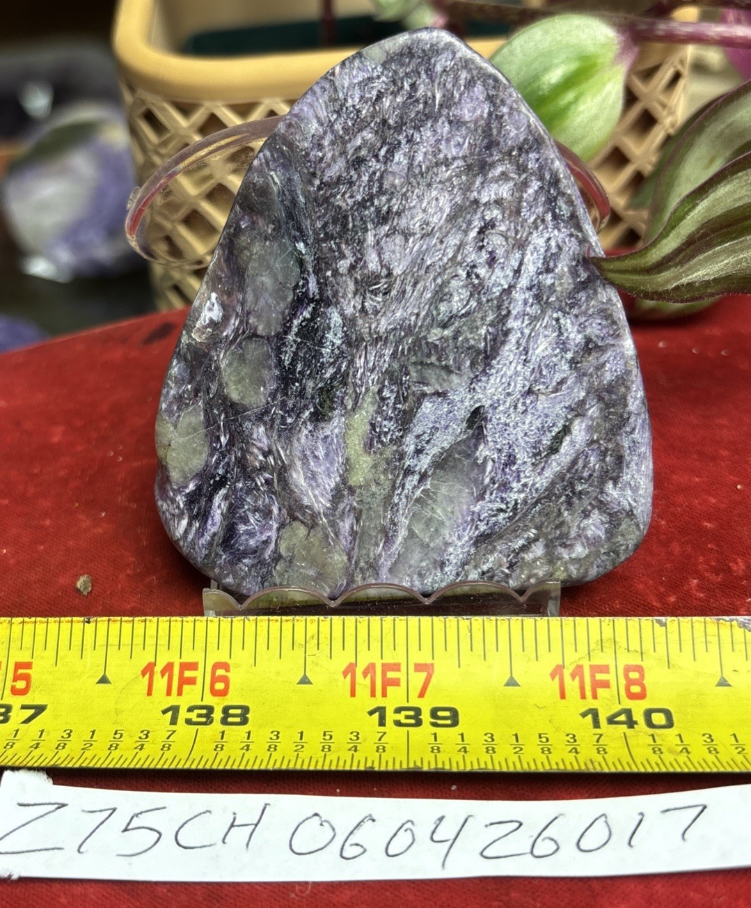 rle CHAROITE SLAB, RUSSIA, GREAT QUALITY 57.79 grams PURPLE 2.75”X 2.25” X .25”