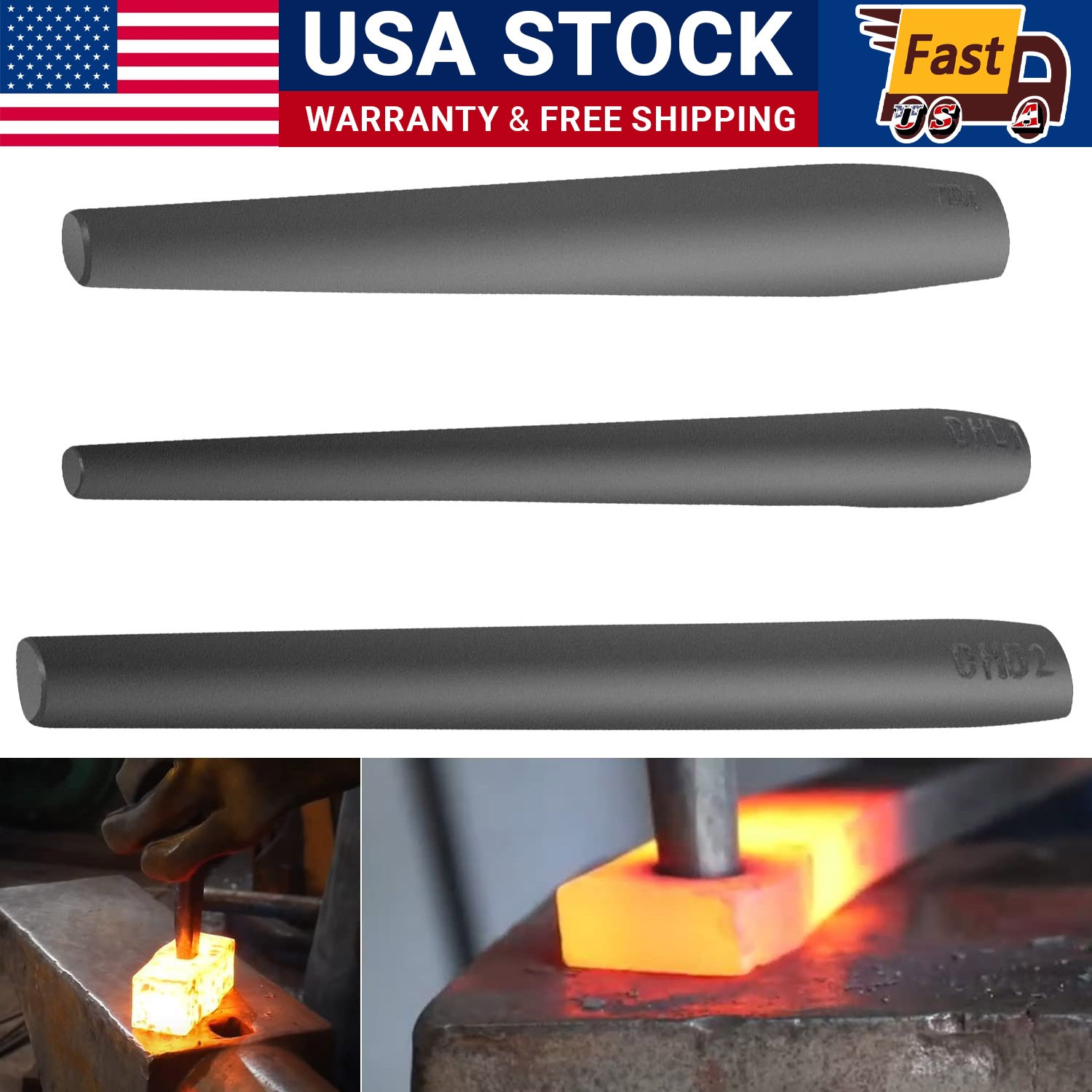 3pcs-Blacksmith Knifemakers Tomahawk Large Hammer Mouse Axe Eye Drift Tools Set
