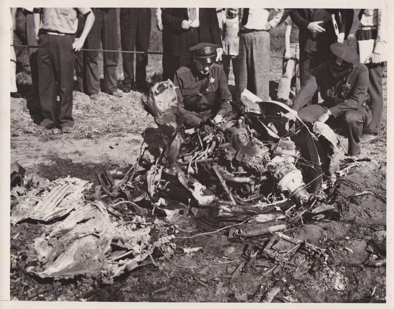 1940 Press Photo Test Pilot Vance Breese Airplane Crash after Mid-Air Collision