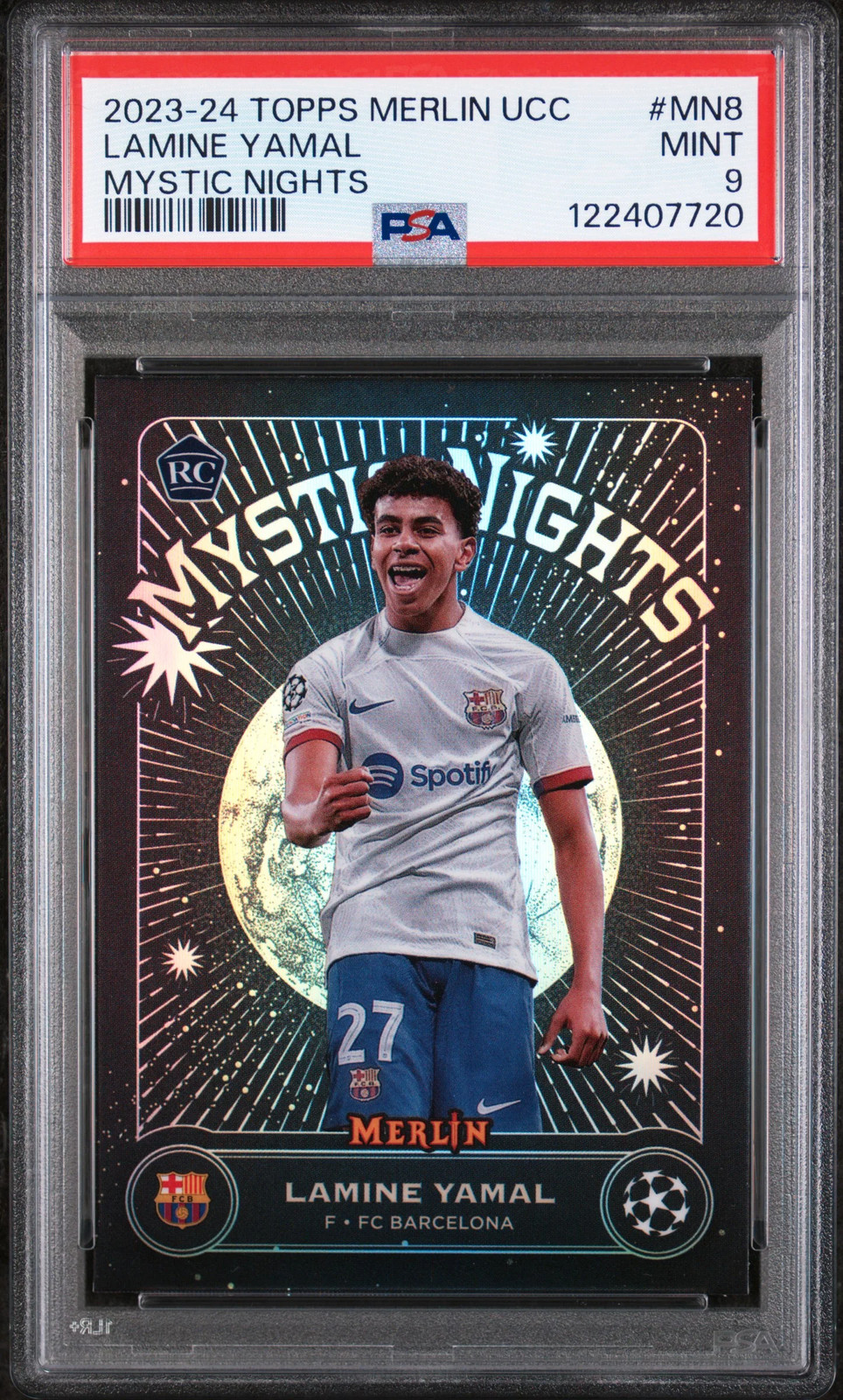 LAMINE YAMAL 2023/24 Topps Merlin UEFA Mystic Nights RC #MN8 PSA 9